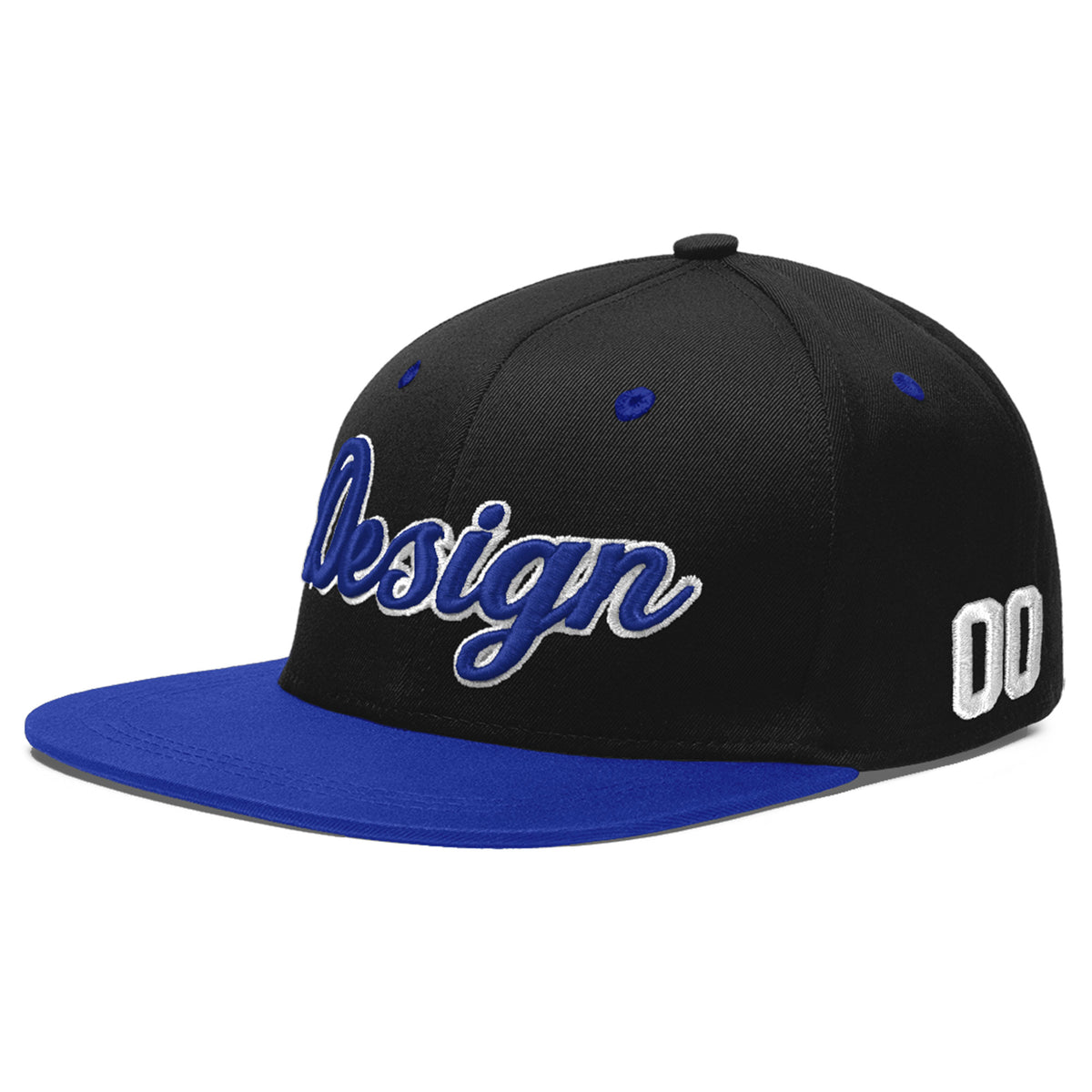 Custom Black Royal Blue 3D Puff Embroidery Flat Embroidery Casual Sport Baseball Cap