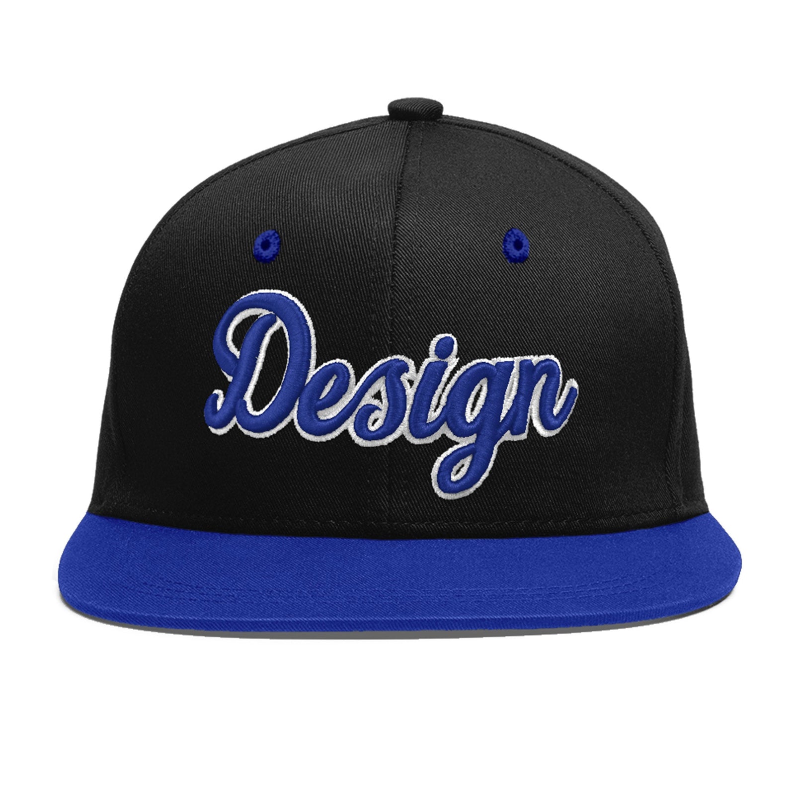 Custom Black Royal Blue 3D Puff Embroidery Flat Embroidery Casual Sport Baseball Cap