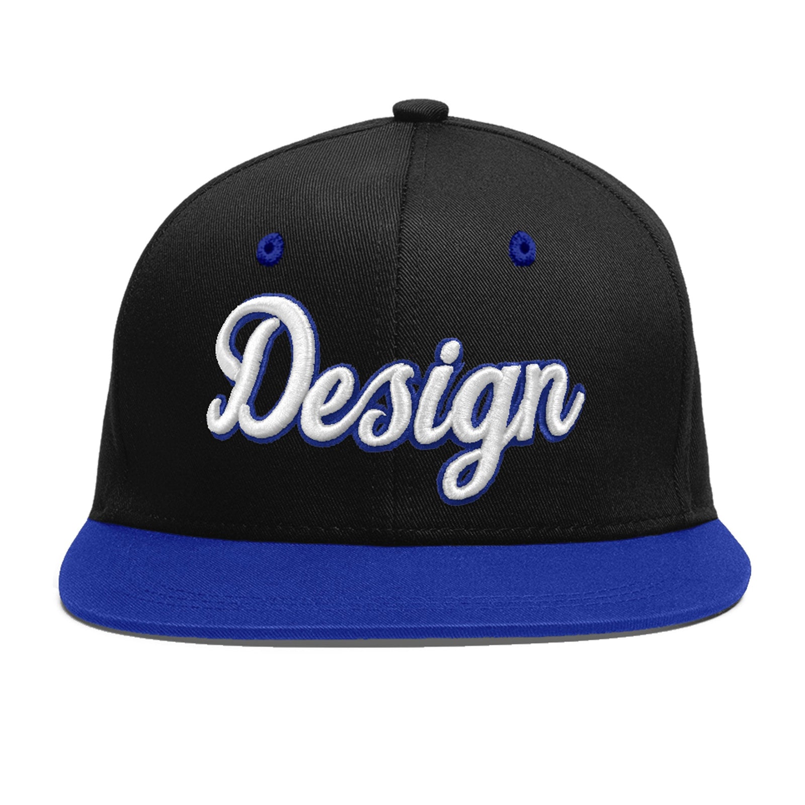 Custom Black Royal Blue 3D Puff Embroidery Flat Embroidery Casual Sport Baseball Cap