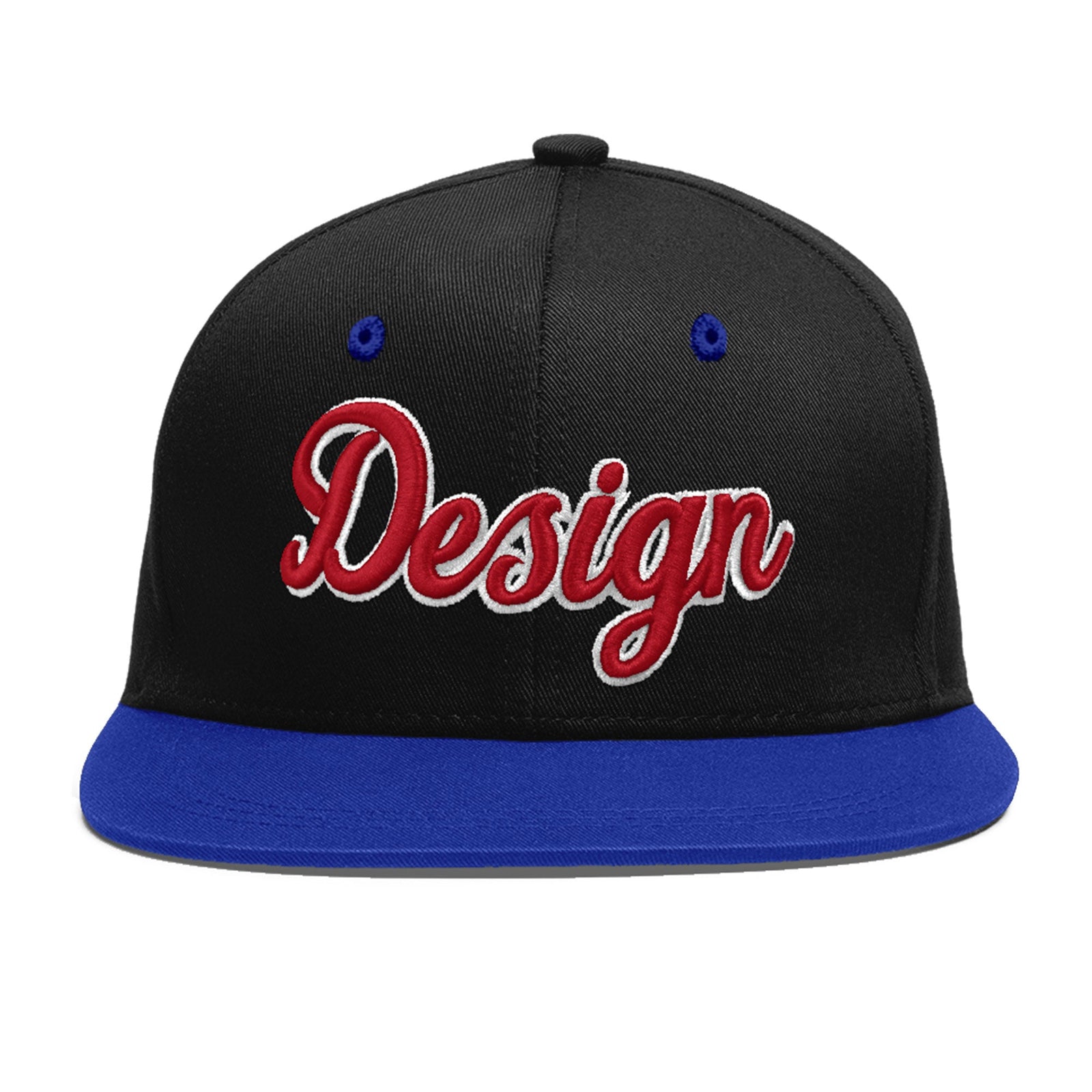 Custom Black Royal Blue 3D Puff Embroidery Flat Embroidery Casual Sport Baseball Cap