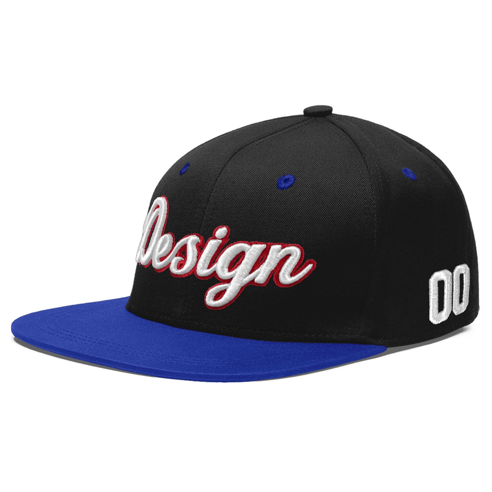 Custom Black Royal Blue 3D Puff Embroidery Flat Embroidery Casual Sport Baseball Cap