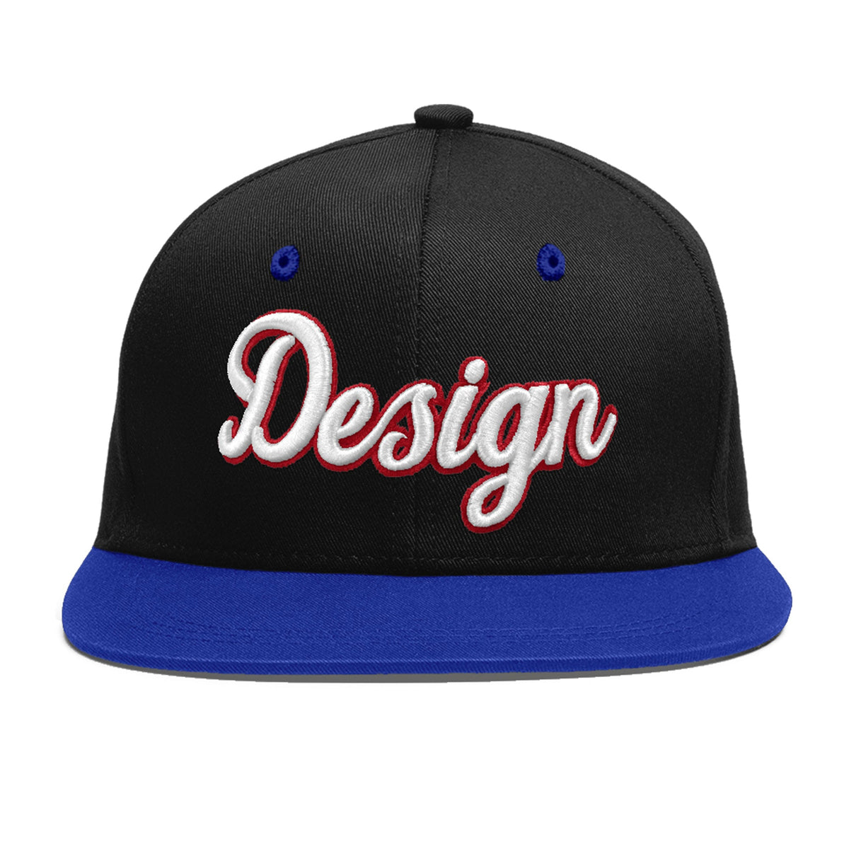 Custom Black Royal Blue 3D Puff Embroidery Flat Embroidery Casual Sport Baseball Cap