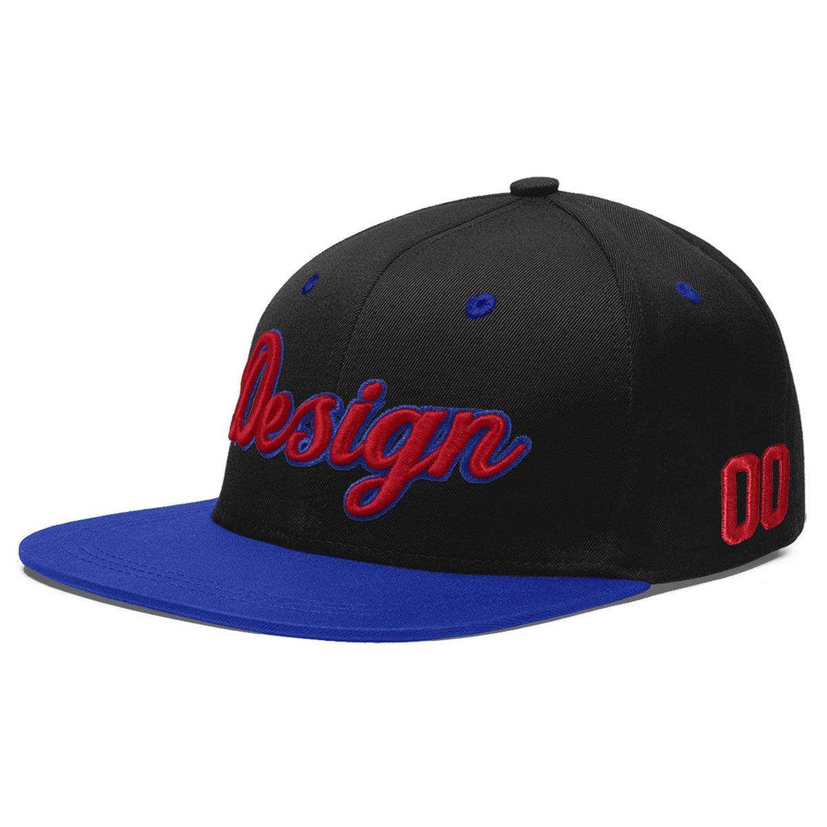 Custom Black Royal Blue 3D Puff Embroidery Flat Embroidery Casual Sport Baseball Cap