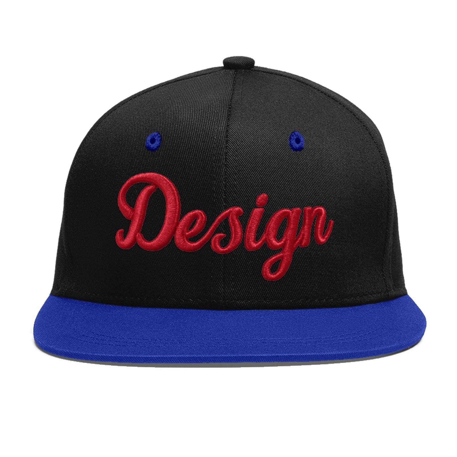 Custom Black Royal Blue 3D Puff Embroidery Flat Embroidery Casual Sport Baseball Cap