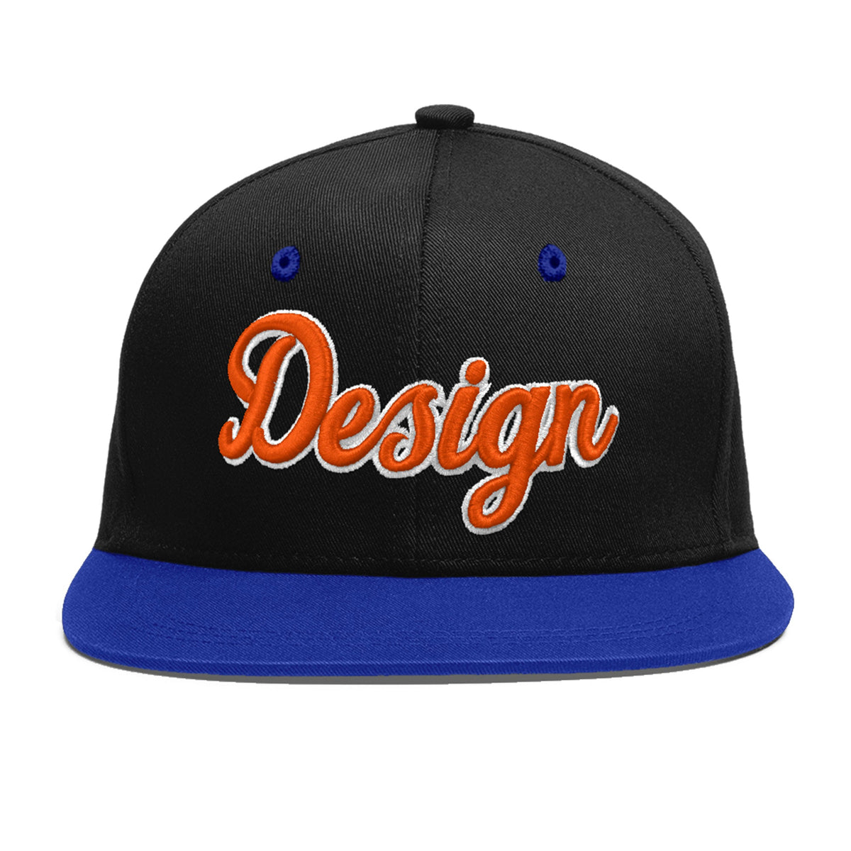 Custom Black Royal Blue 3D Puff Embroidery Flat Embroidery Casual Sport Baseball Cap