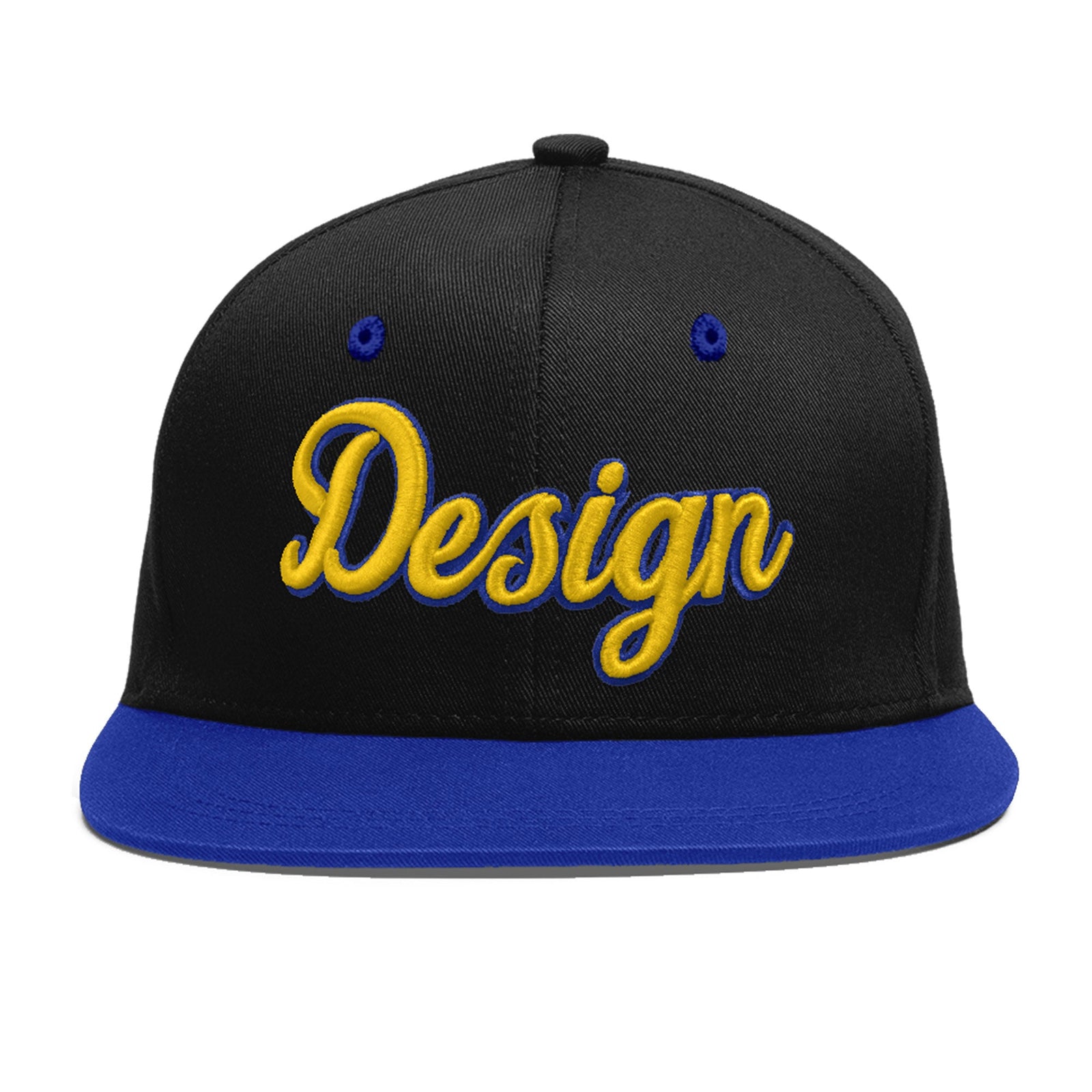Custom Black Royal Blue 3D Puff Embroidery Flat Embroidery Casual Sport Baseball Cap