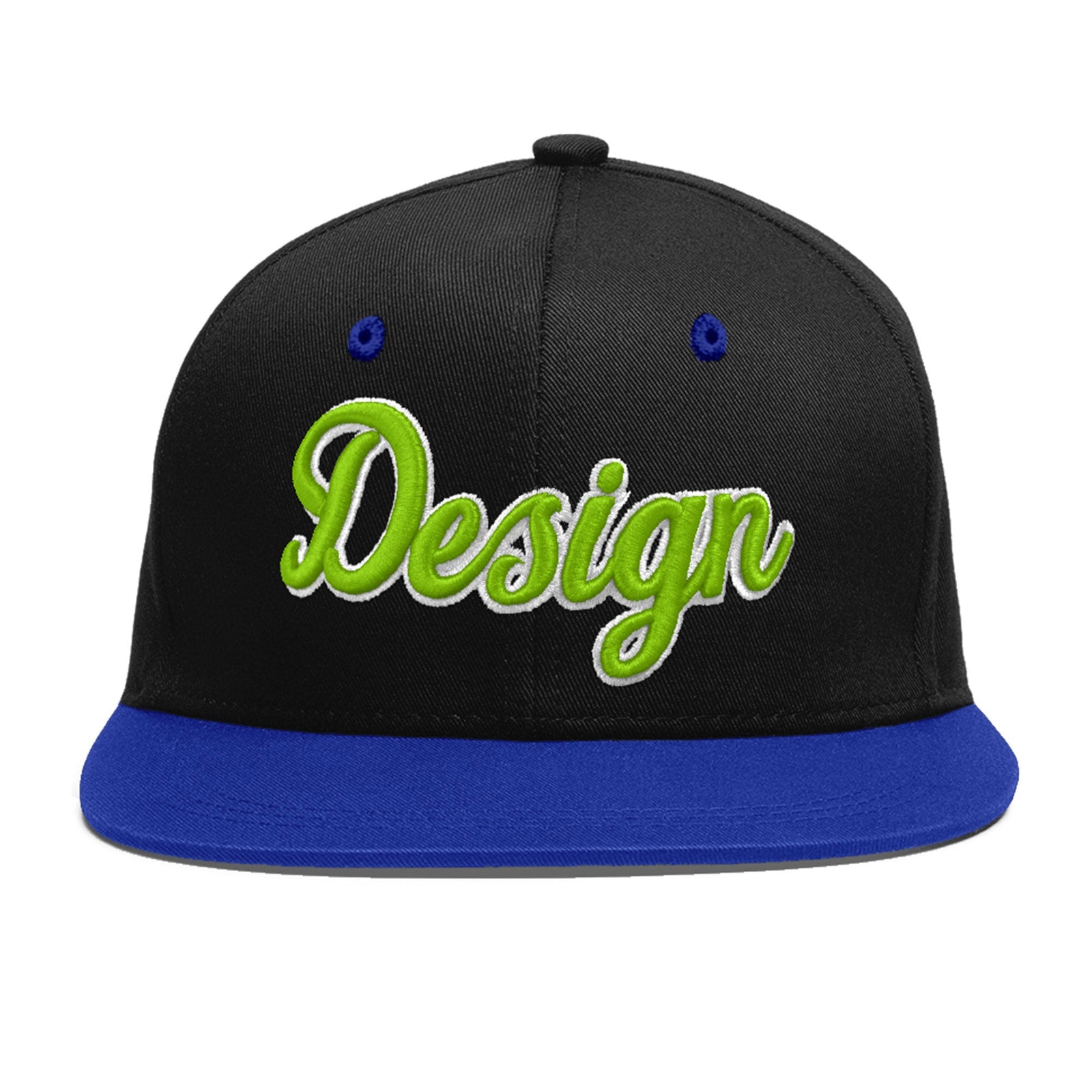 Custom Black Royal Blue 3D Puff Embroidery Flat Embroidery Casual Sport Baseball Cap