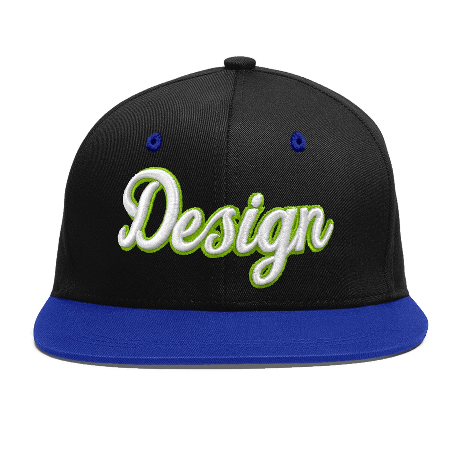 Custom Black Royal Blue 3D Puff Embroidery Flat Embroidery Casual Sport Baseball Cap