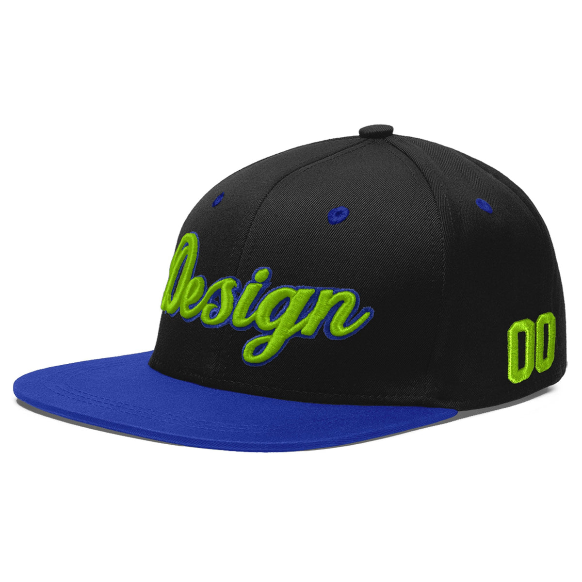 Custom Black Royal Blue 3D Puff Embroidery Flat Embroidery Casual Sport Baseball Cap