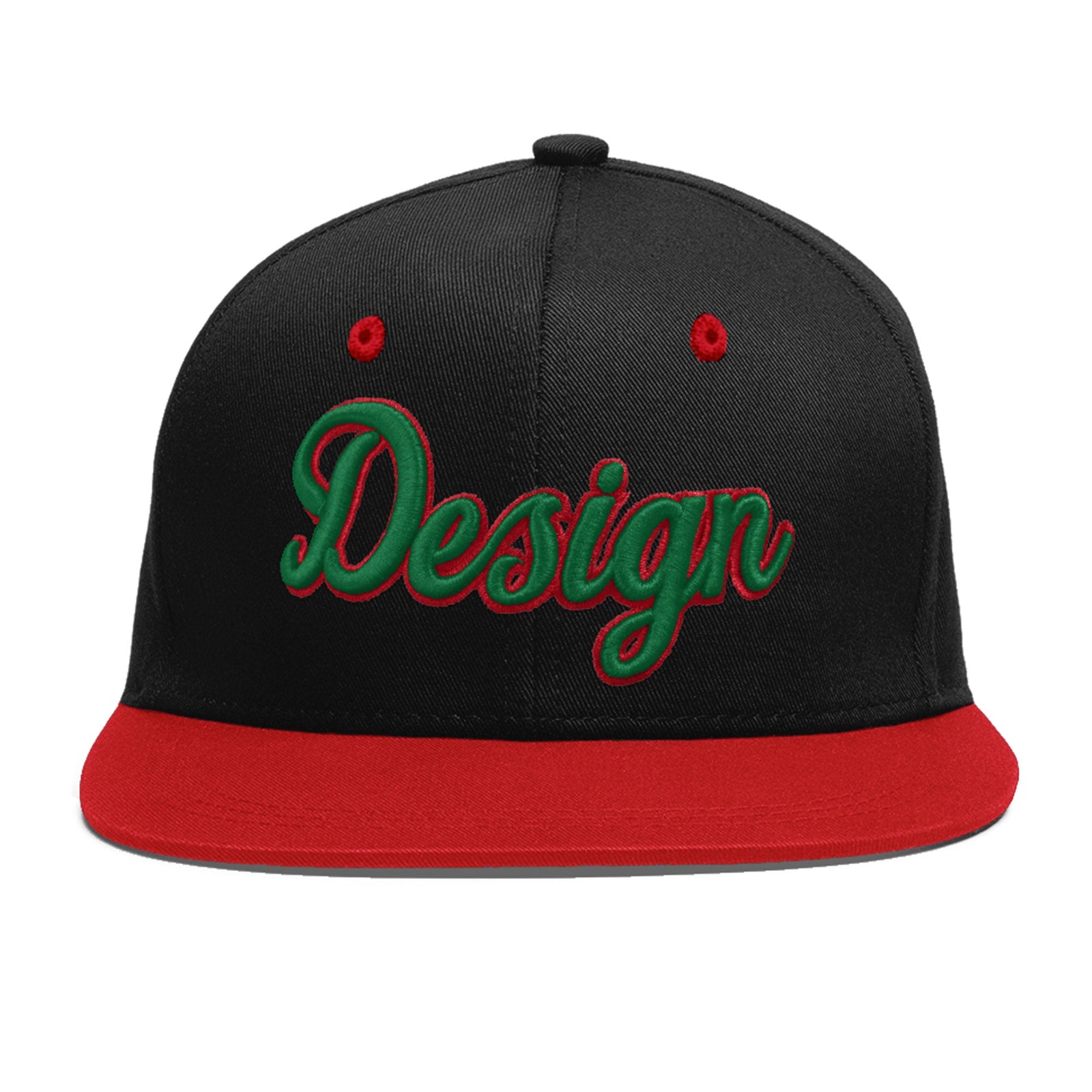 Custom Black Red 3D Puff Embroidery Flat Embroidery Casual Sport Baseball Cap