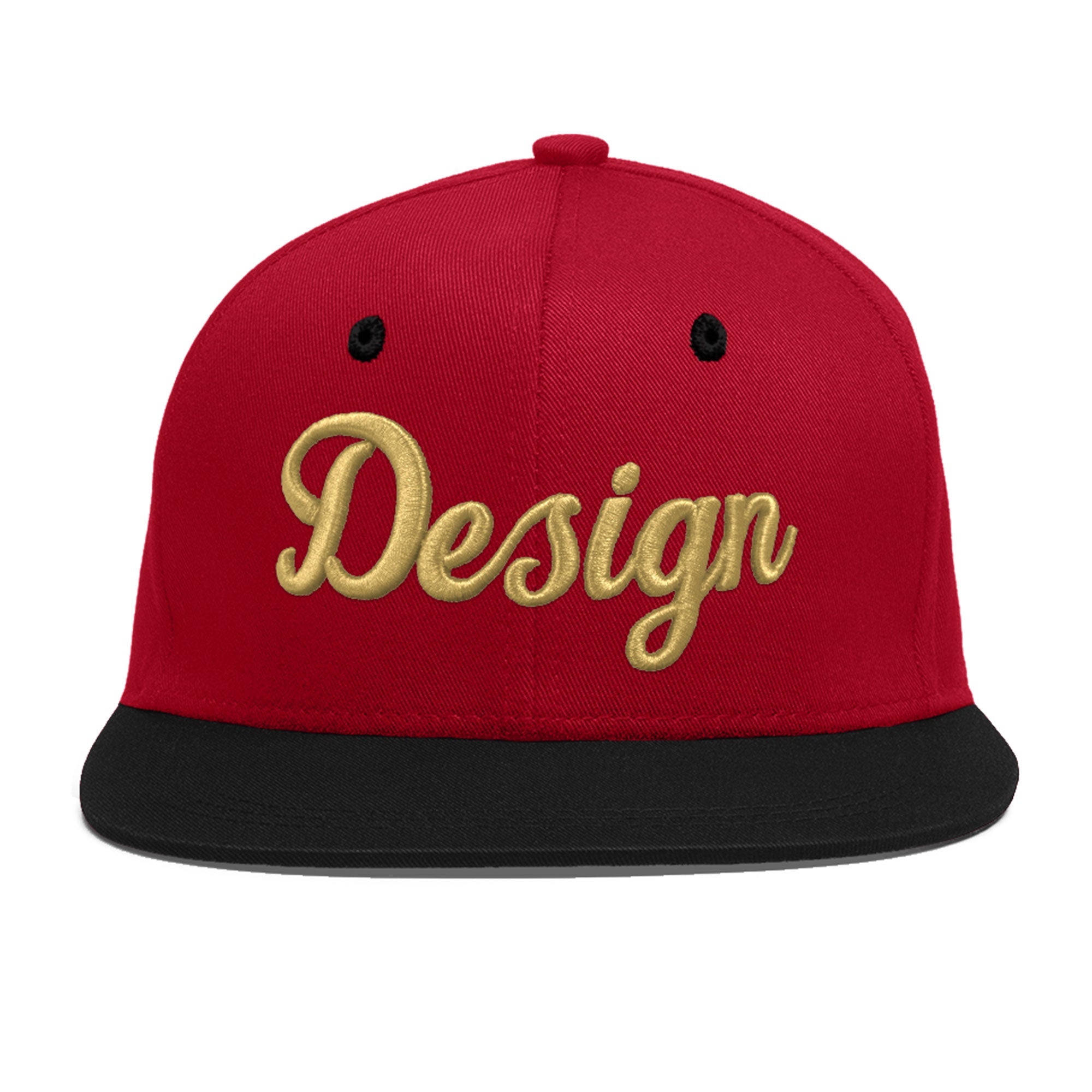 Custom Red Black 3D Puff Embroidery Flat Embroidery Casual Sport Baseball Cap