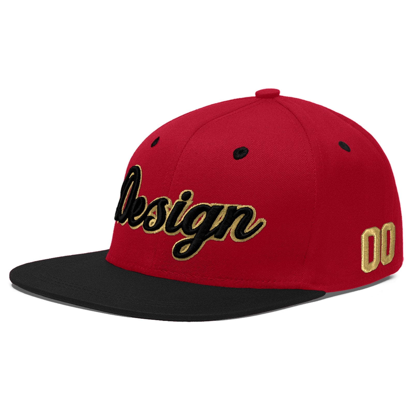 Custom Red Black 3D Puff Embroidery Flat Embroidery Casual Sport Baseball Cap