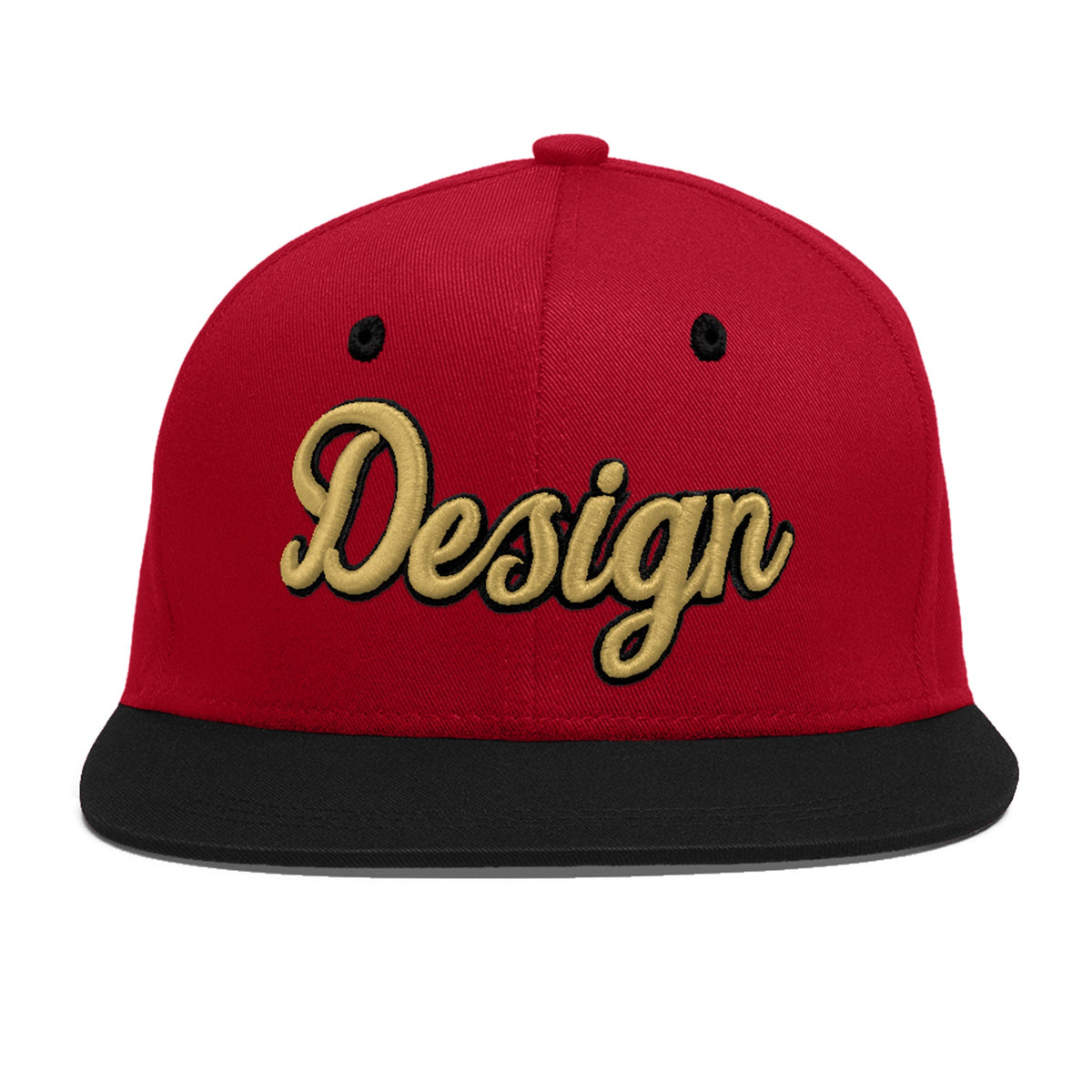 Custom Red Black 3D Puff Embroidery Flat Embroidery Casual Sport Baseball Cap