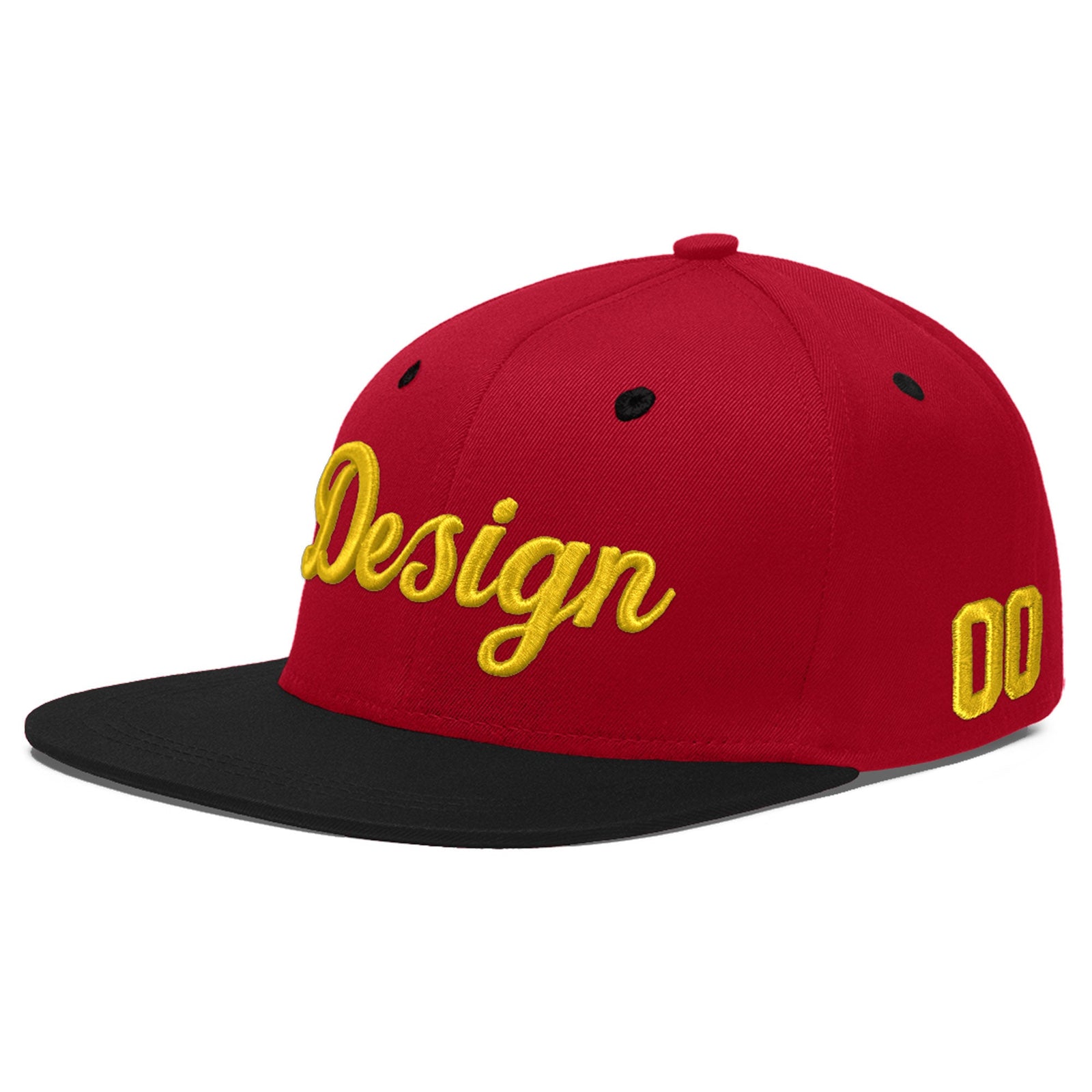 Custom Red Black 3D Puff Embroidery Flat Embroidery Casual Sport Baseball Cap