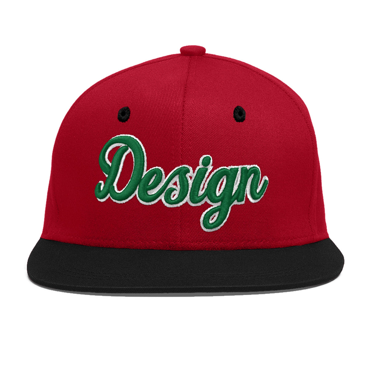 Custom Red Black 3D Puff Embroidery Flat Embroidery Casual Sport Baseball Cap