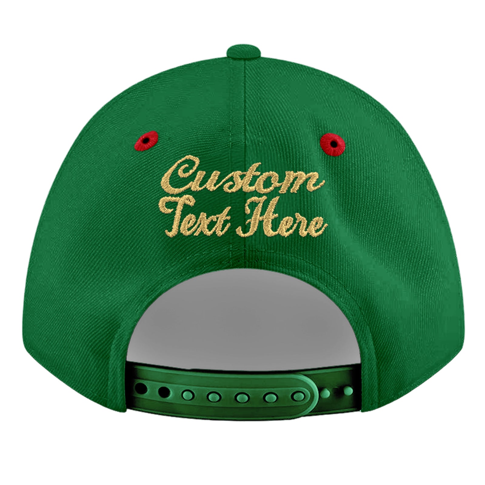 Custom Kelly Green Red 3D Puff Embroidery Flat Embroidery Casual Sport Baseball Cap