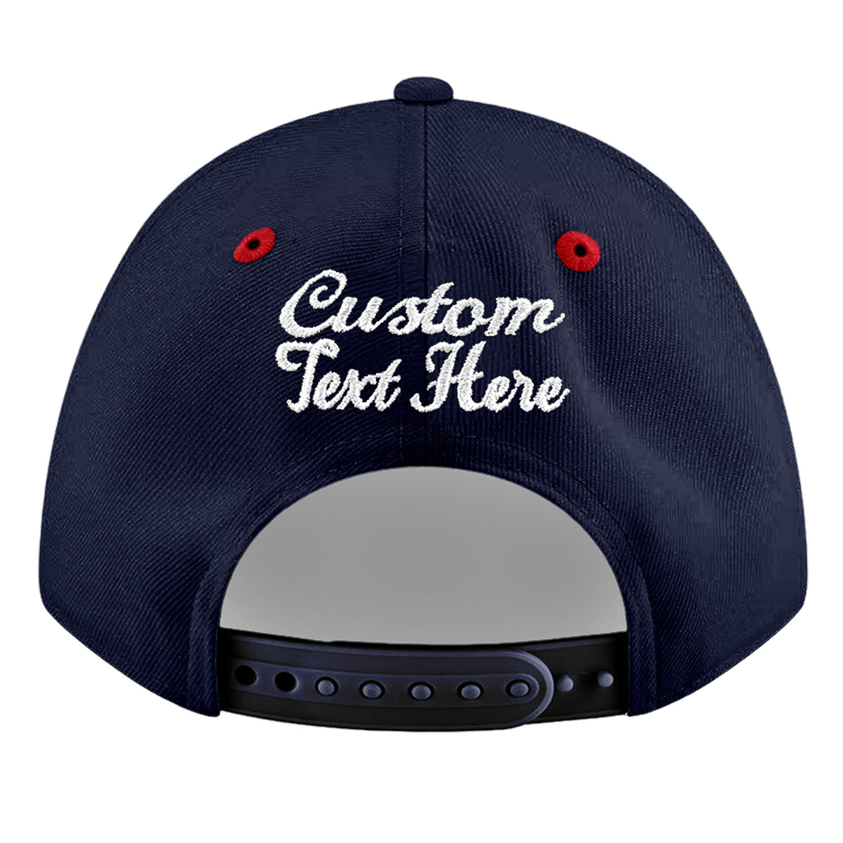Custom Navy Red 3D Puff Embroidery Flat Embroidery Casual Sport Baseball Cap