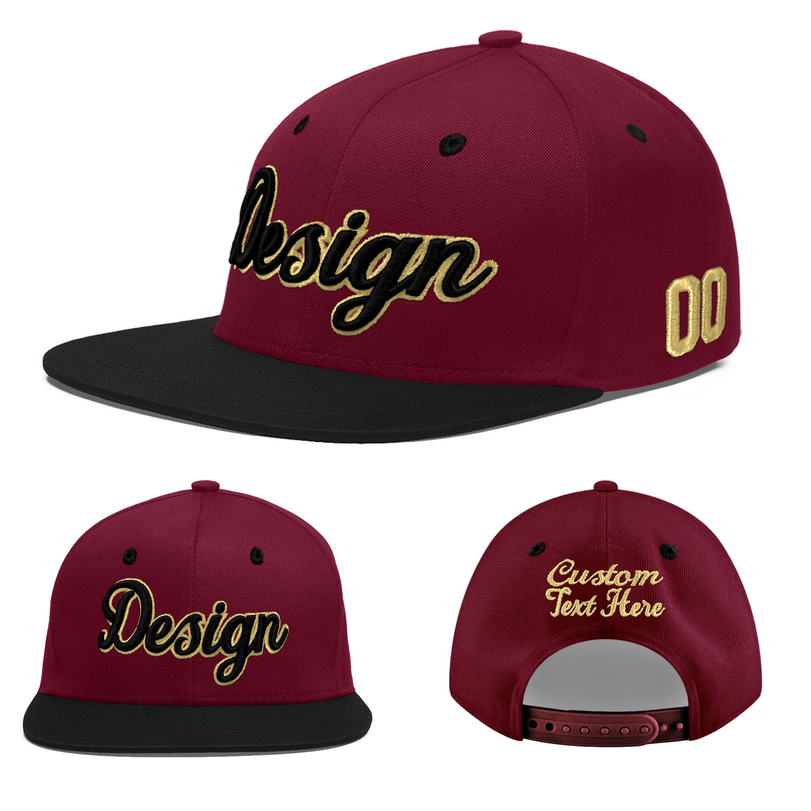 Custom Navy Orange 3D Puff Embroidery Flat Embroidery Casual Sport Baseball Cap