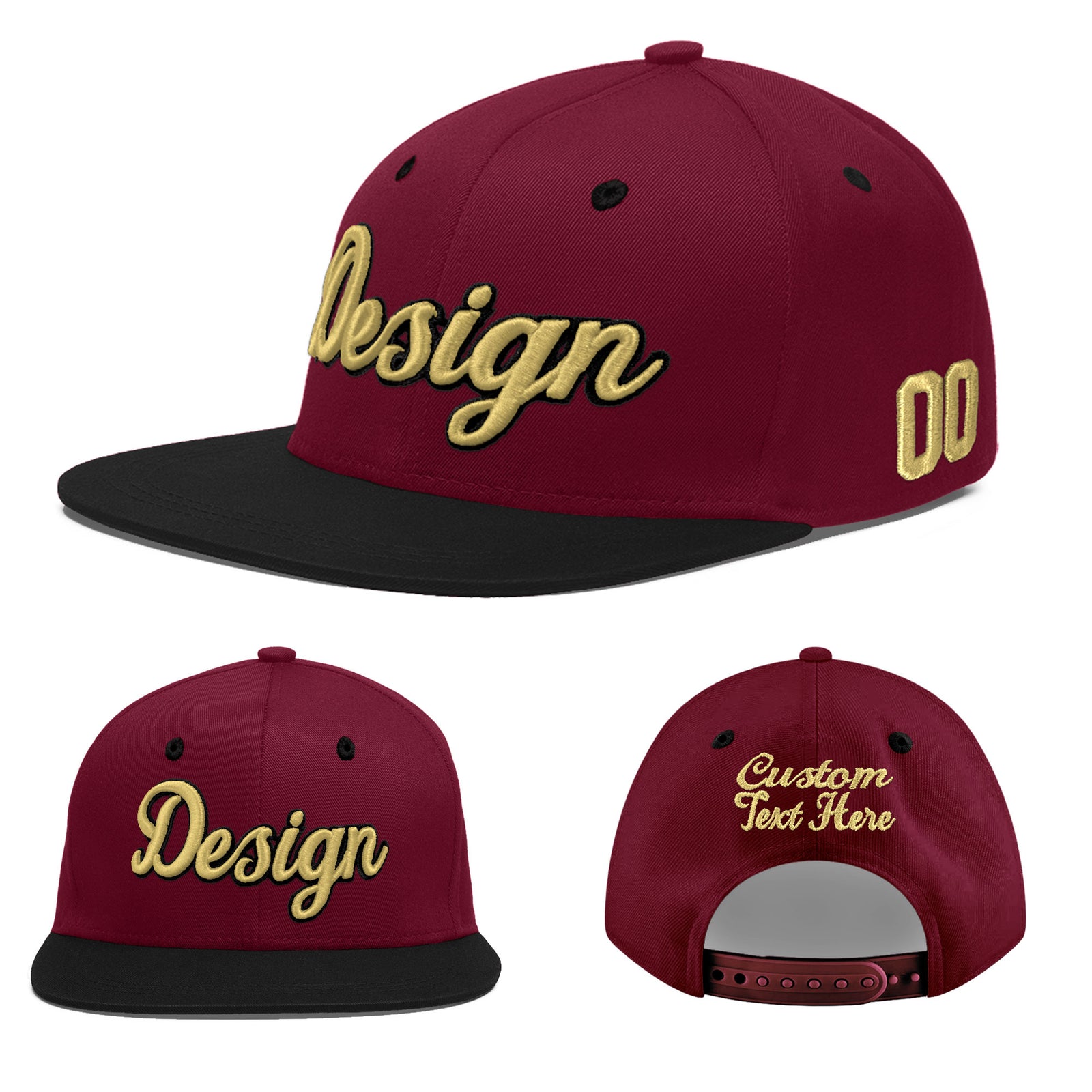 Custom Navy Orange 3D Puff Embroidery Flat Embroidery Casual Sport Baseball Cap