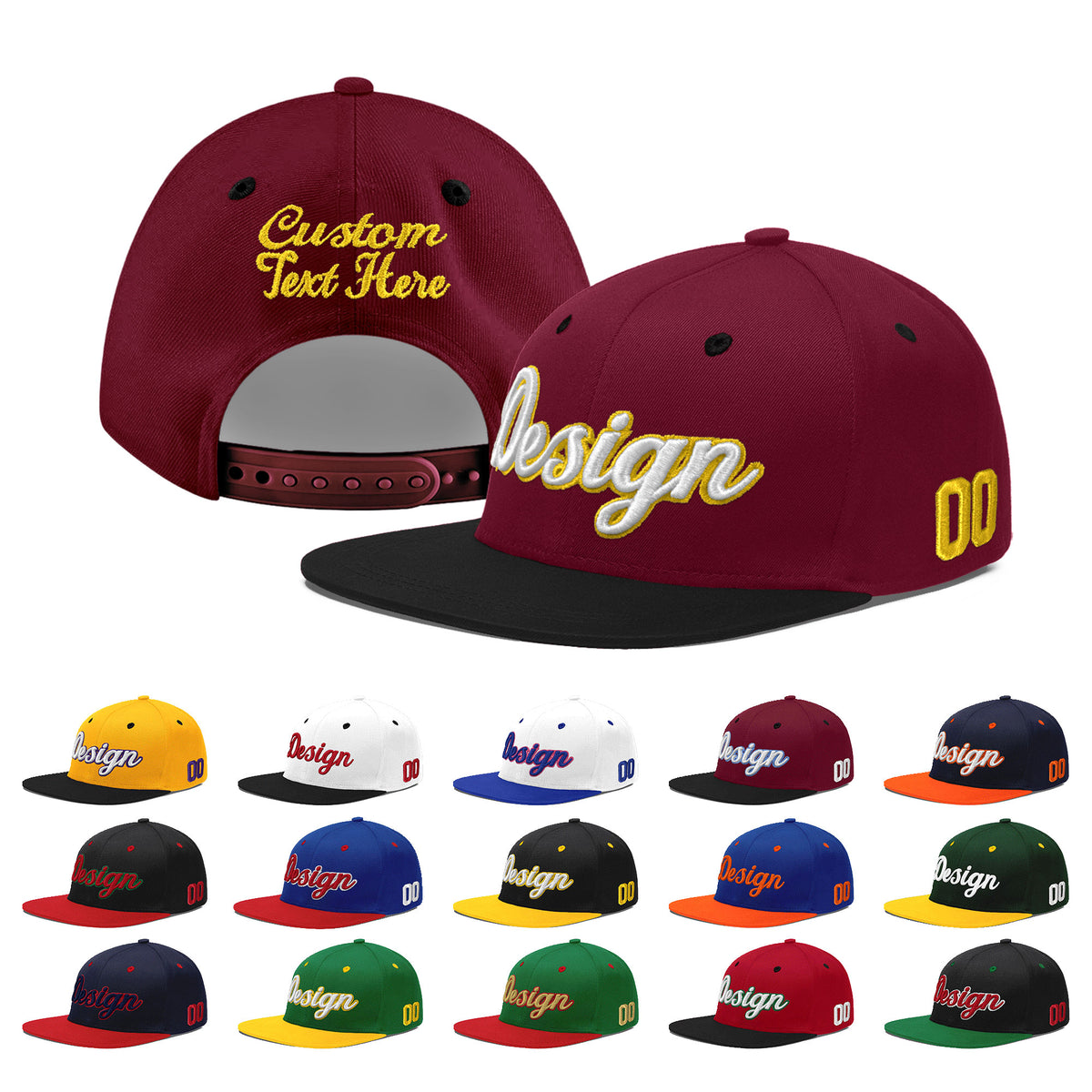 Custom Navy Orange 3D Puff Embroidery Flat Embroidery Casual Sport Baseball Cap