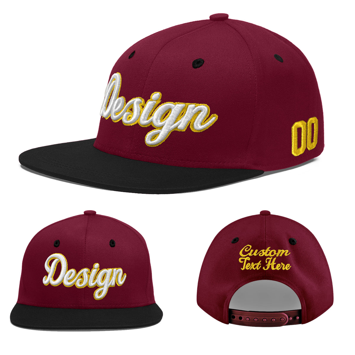 Custom Navy Orange 3D Puff Embroidery Flat Embroidery Casual Sport Baseball Cap