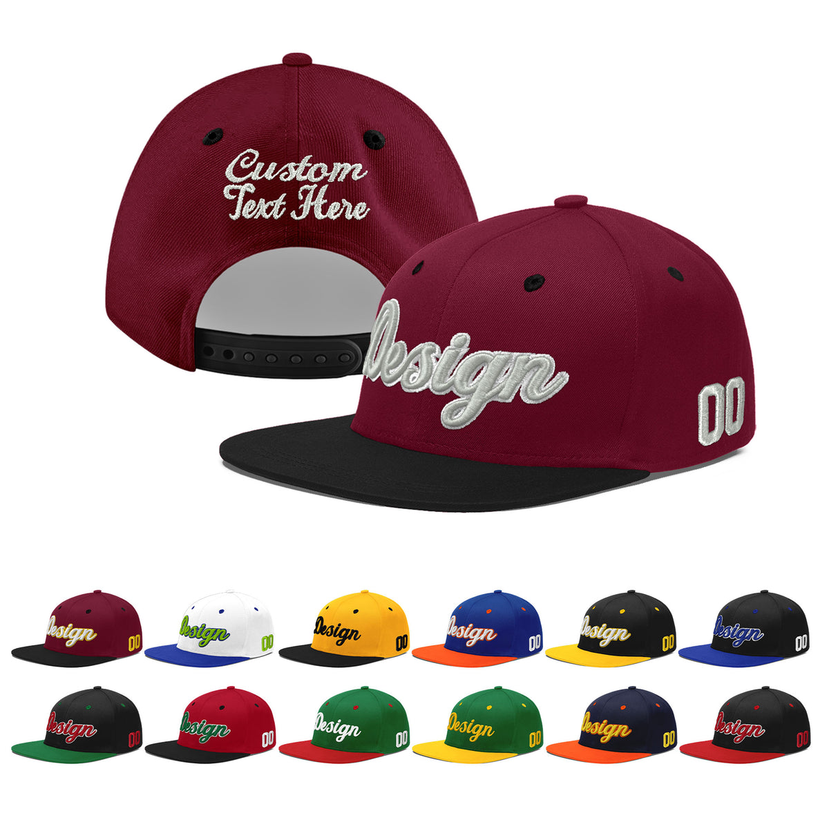 Custom Navy Orange 3D Puff Embroidery Flat Embroidery Casual Sport Baseball Cap