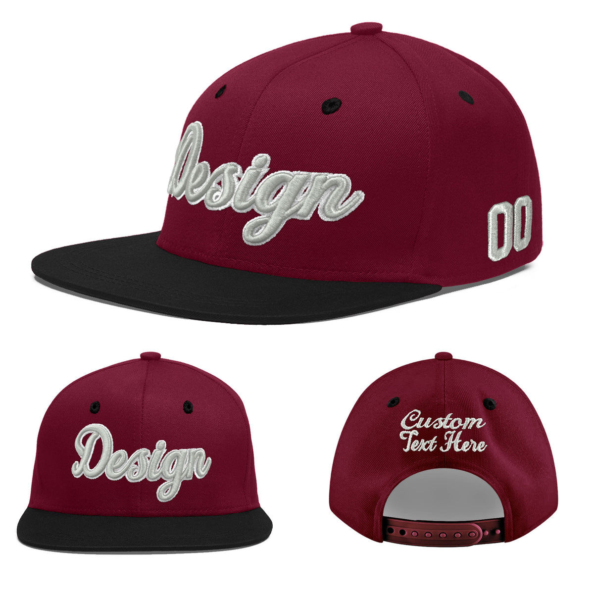 Custom Navy Orange 3D Puff Embroidery Flat Embroidery Casual Sport Baseball Cap