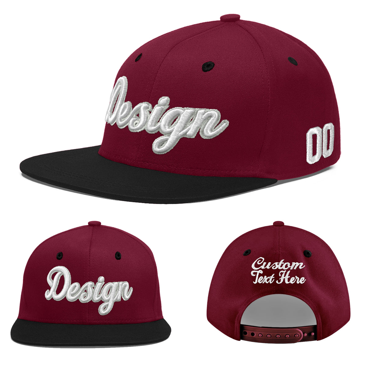 Custom Navy Orange 3D Puff Embroidery Flat Embroidery Casual Sport Baseball Cap