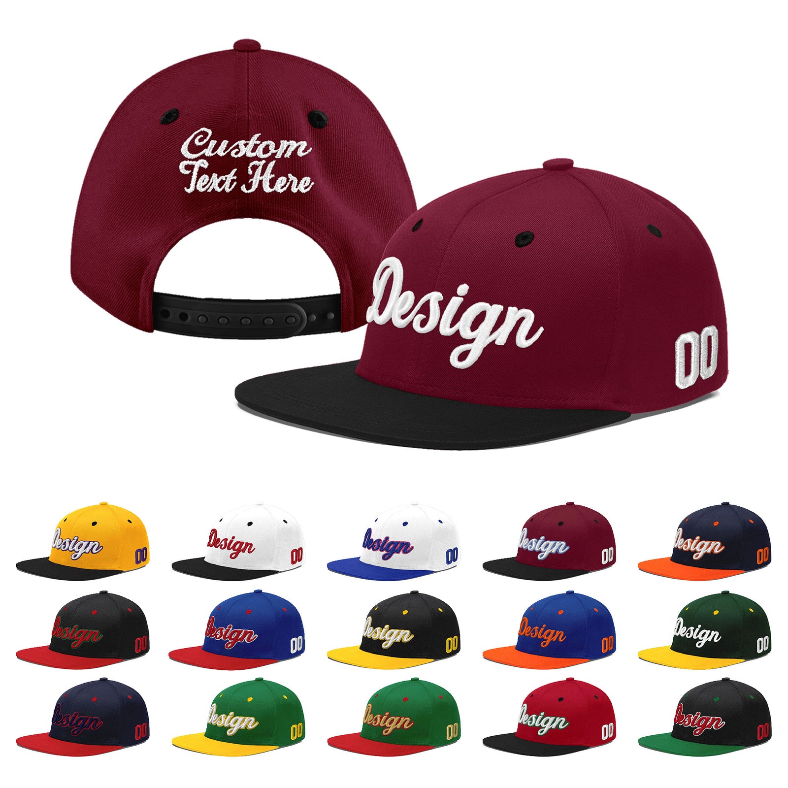 Custom Navy Orange 3D Puff Embroidery Flat Embroidery Casual Sport Baseball Cap