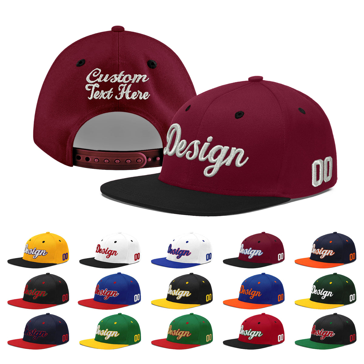 Custom Navy Orange 3D Puff Embroidery Flat Embroidery Casual Sport Baseball Cap