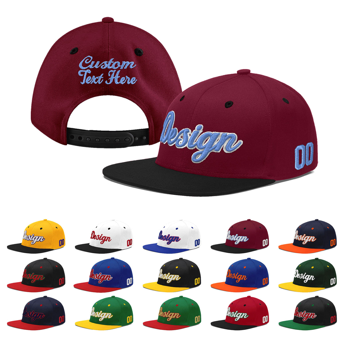 Custom Navy Orange 3D Puff Embroidery Flat Embroidery Casual Sport Baseball Cap