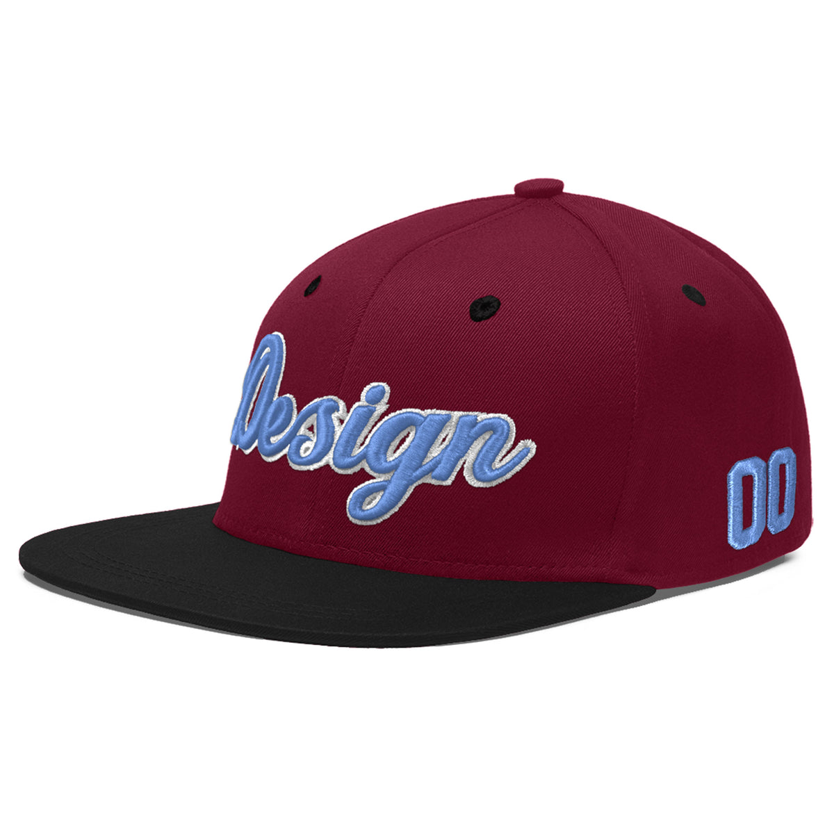 Custom Navy Orange 3D Puff Embroidery Flat Embroidery Casual Sport Baseball Cap