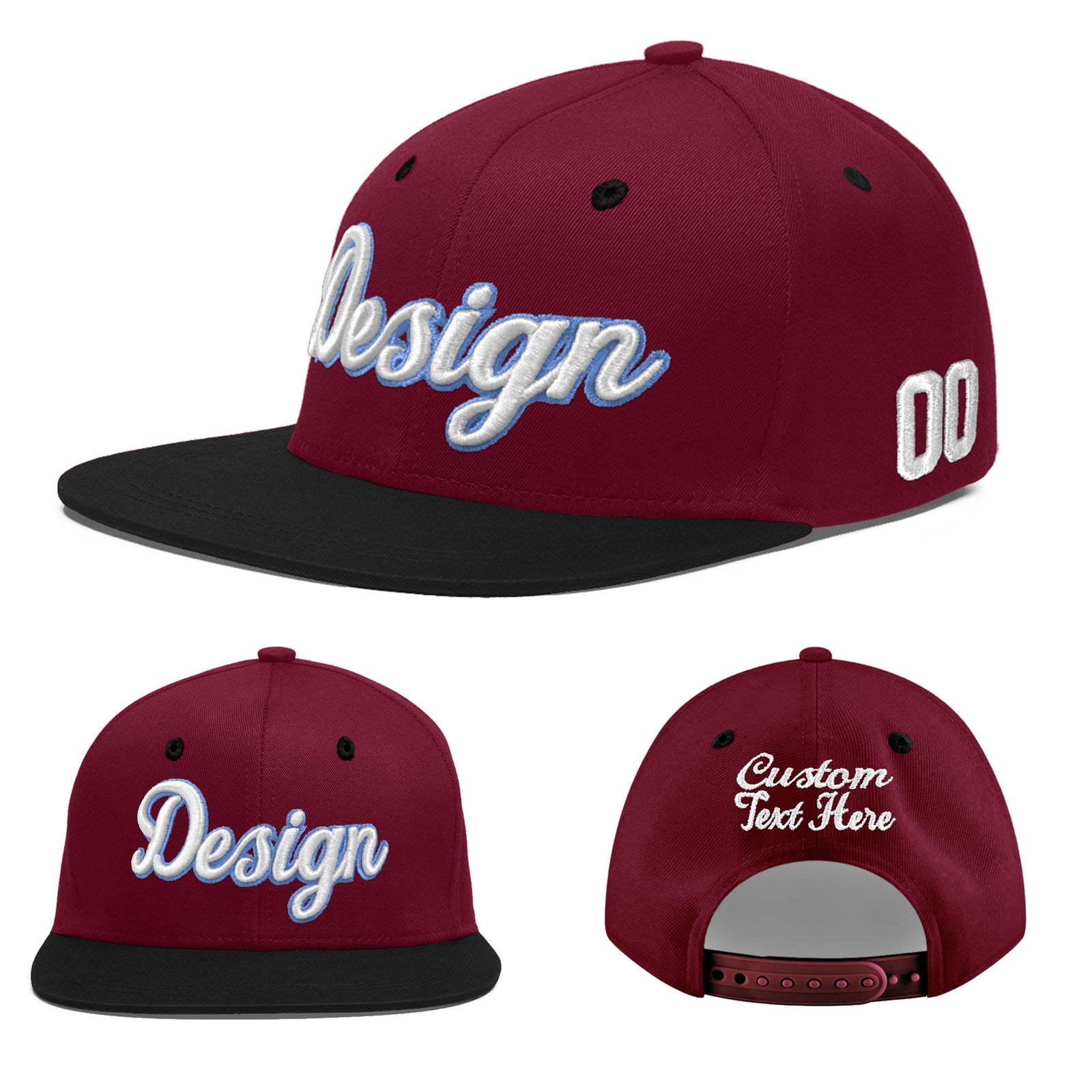 Custom Navy Orange 3D Puff Embroidery Flat Embroidery Casual Sport Baseball Cap