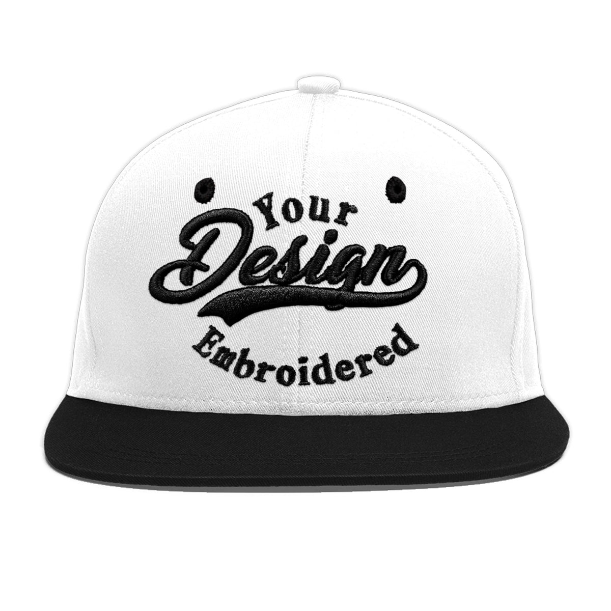 Custom White Black 3D Puff Embroidery Flat Embroidery Casual Sport Baseball Cap