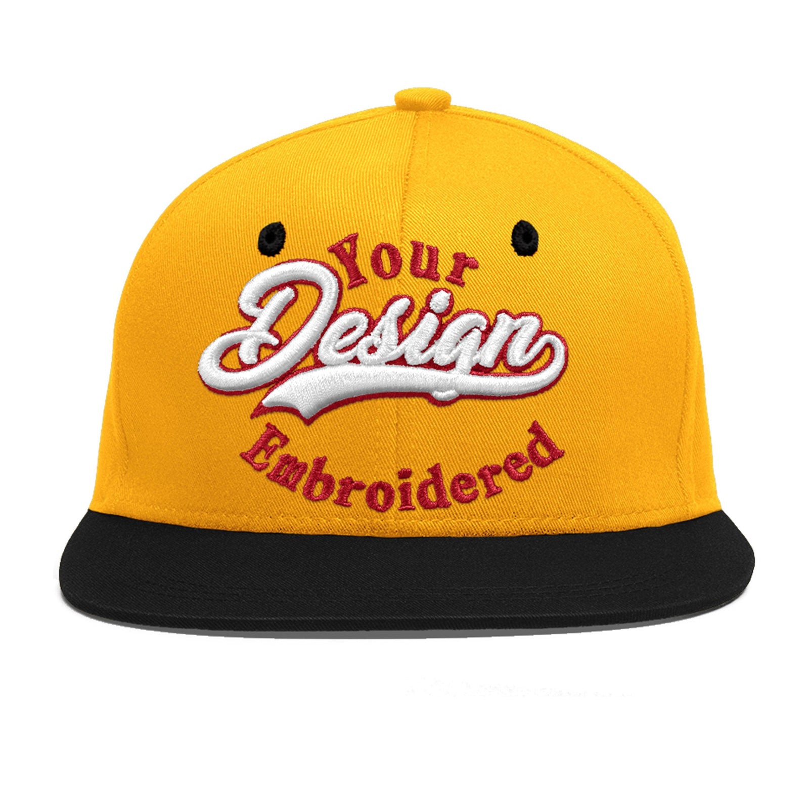 Custom Gold Black 3D Puff Embroidery Flat Embroidery Casual Sport Baseball Cap