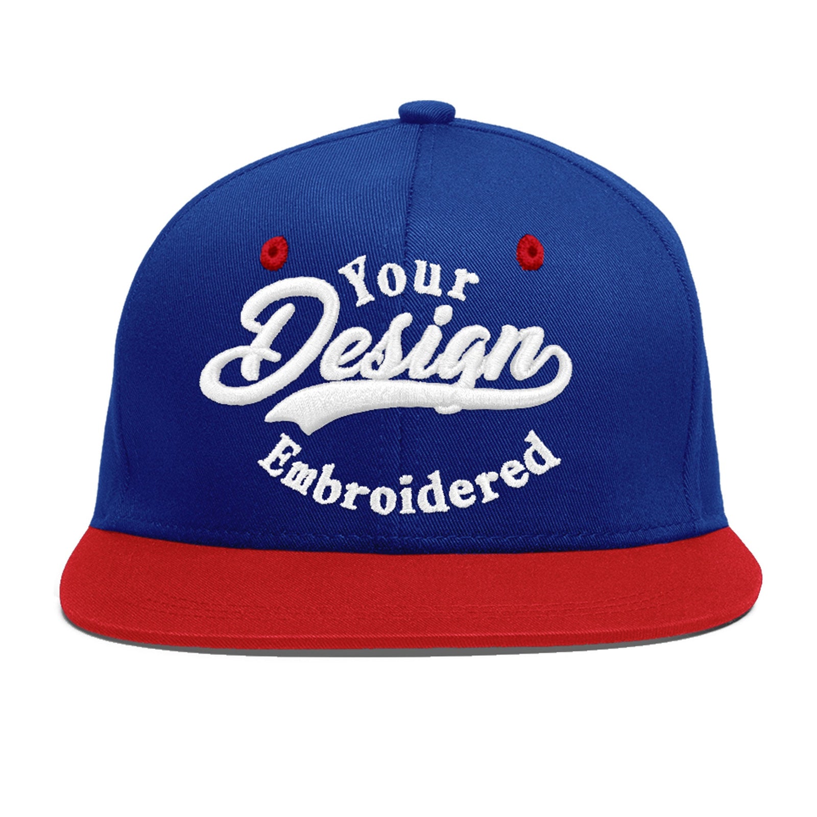 Custom Royal Blue Red 3D Puff Embroidery Flat Embroidery Casual Sport Baseball Cap