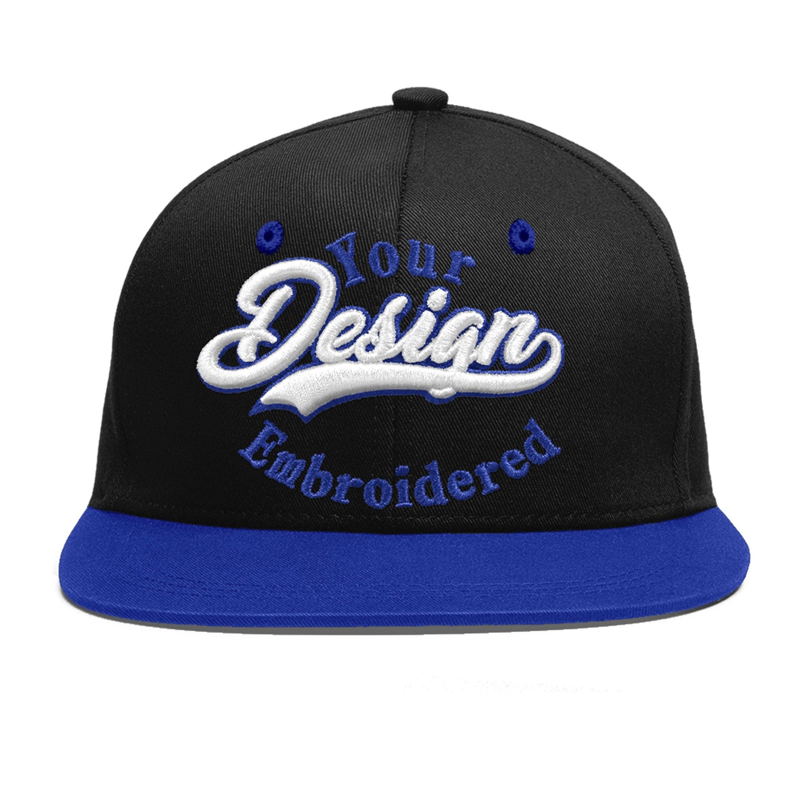 Custom Black Royal Blue 3D Puff Embroidery Flat Embroidery Casual Sport Baseball Cap