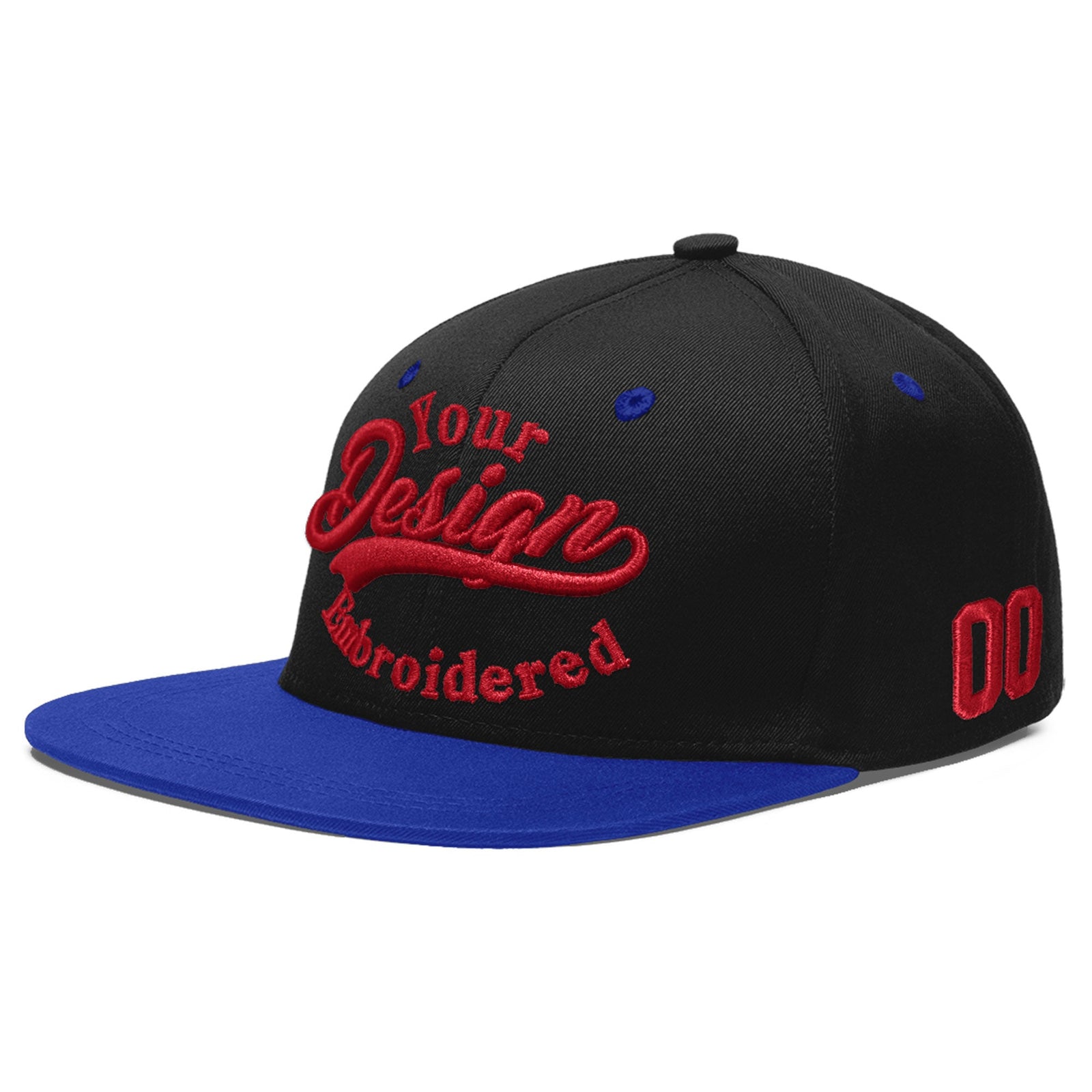 Custom Black Royal Blue 3D Puff Embroidery Flat Embroidery Casual Sport Baseball Cap