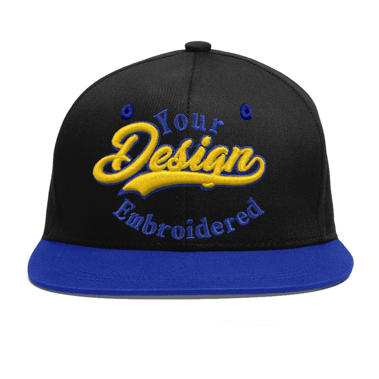 Custom Black Royal Blue 3D Puff Embroidery Flat Embroidery Casual Sport Baseball Cap