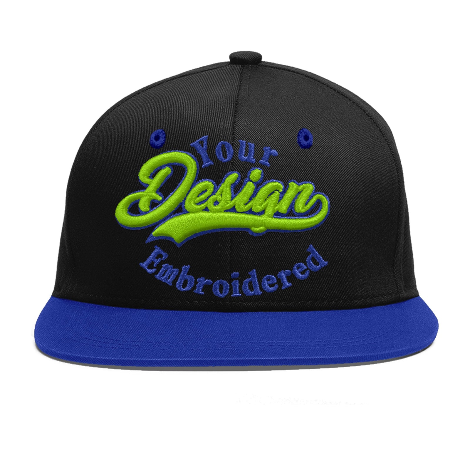 Custom Black Royal Blue 3D Puff Embroidery Flat Embroidery Casual Sport Baseball Cap