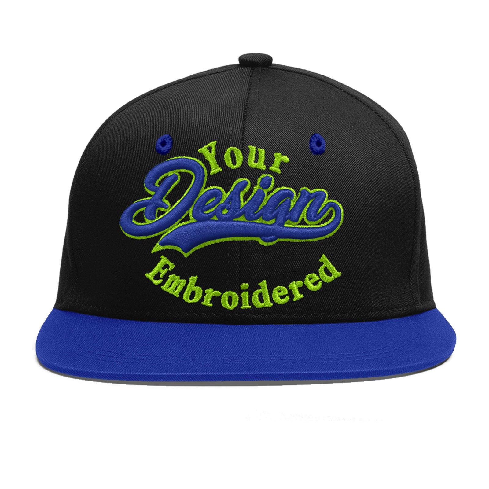 Custom Black Royal Blue 3D Puff Embroidery Flat Embroidery Casual Sport Baseball Cap