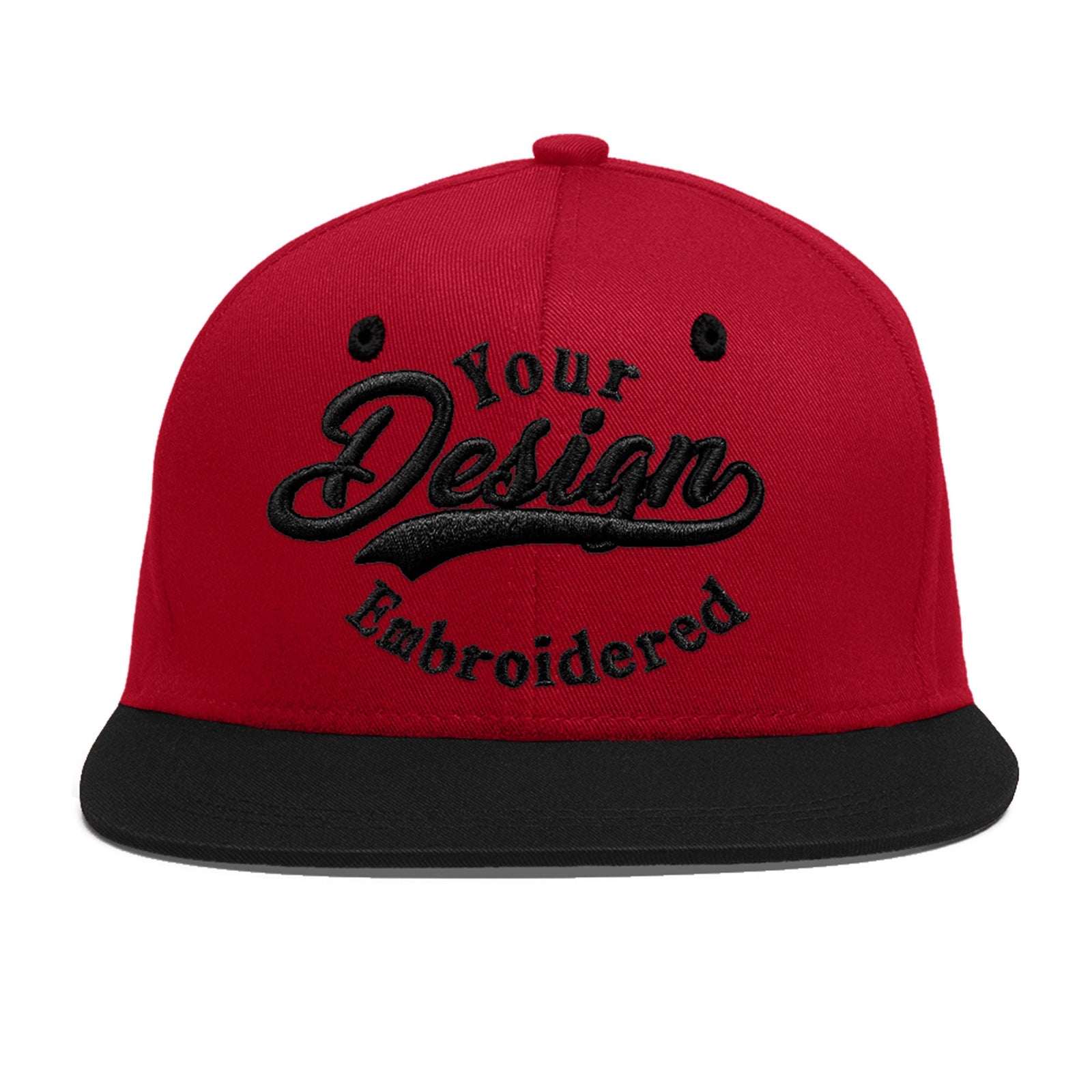 Custom Red Black 3D Puff Embroidery Flat Embroidery Casual Sport Baseball Cap