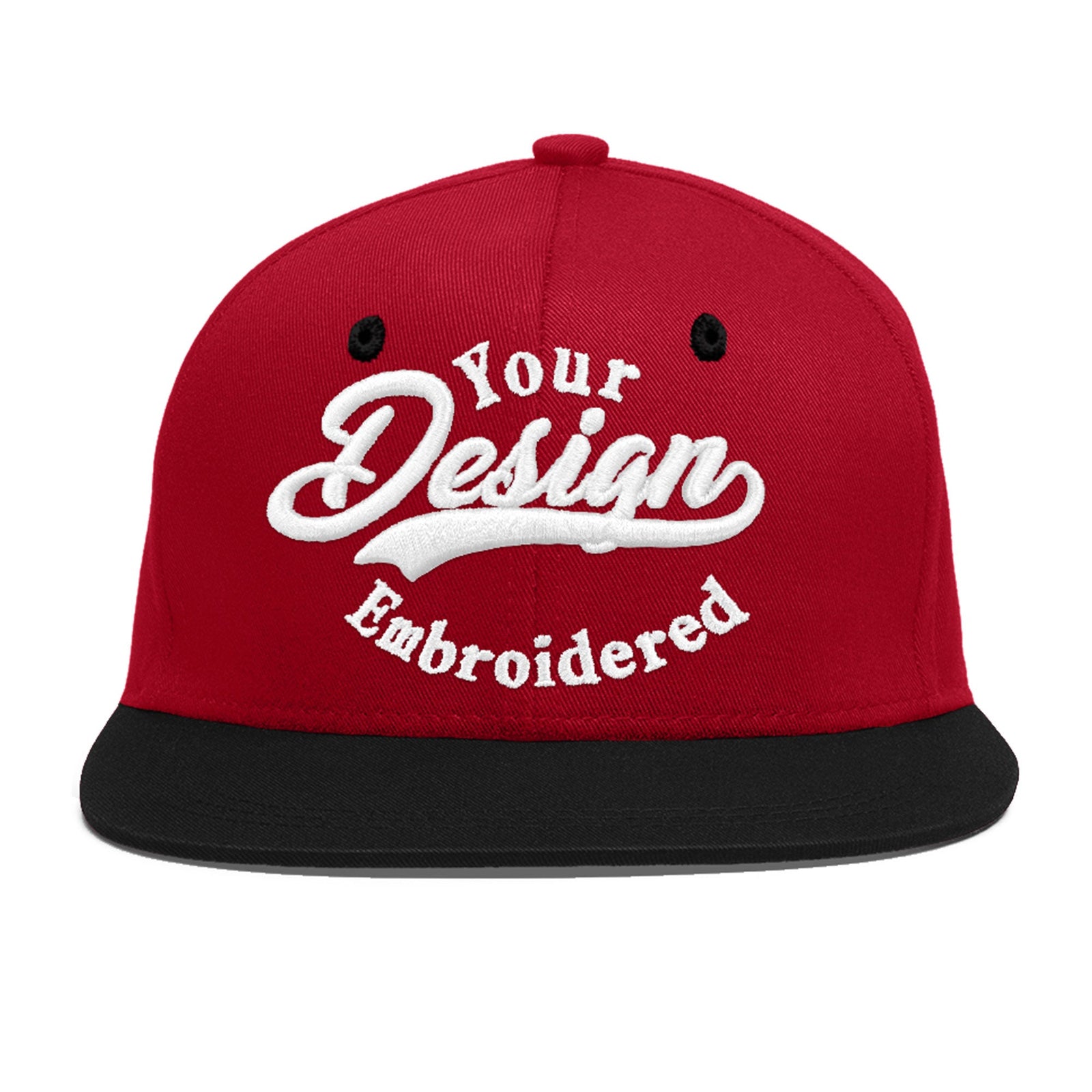 Custom Red Black 3D Puff Embroidery Flat Embroidery Casual Sport Baseball Cap