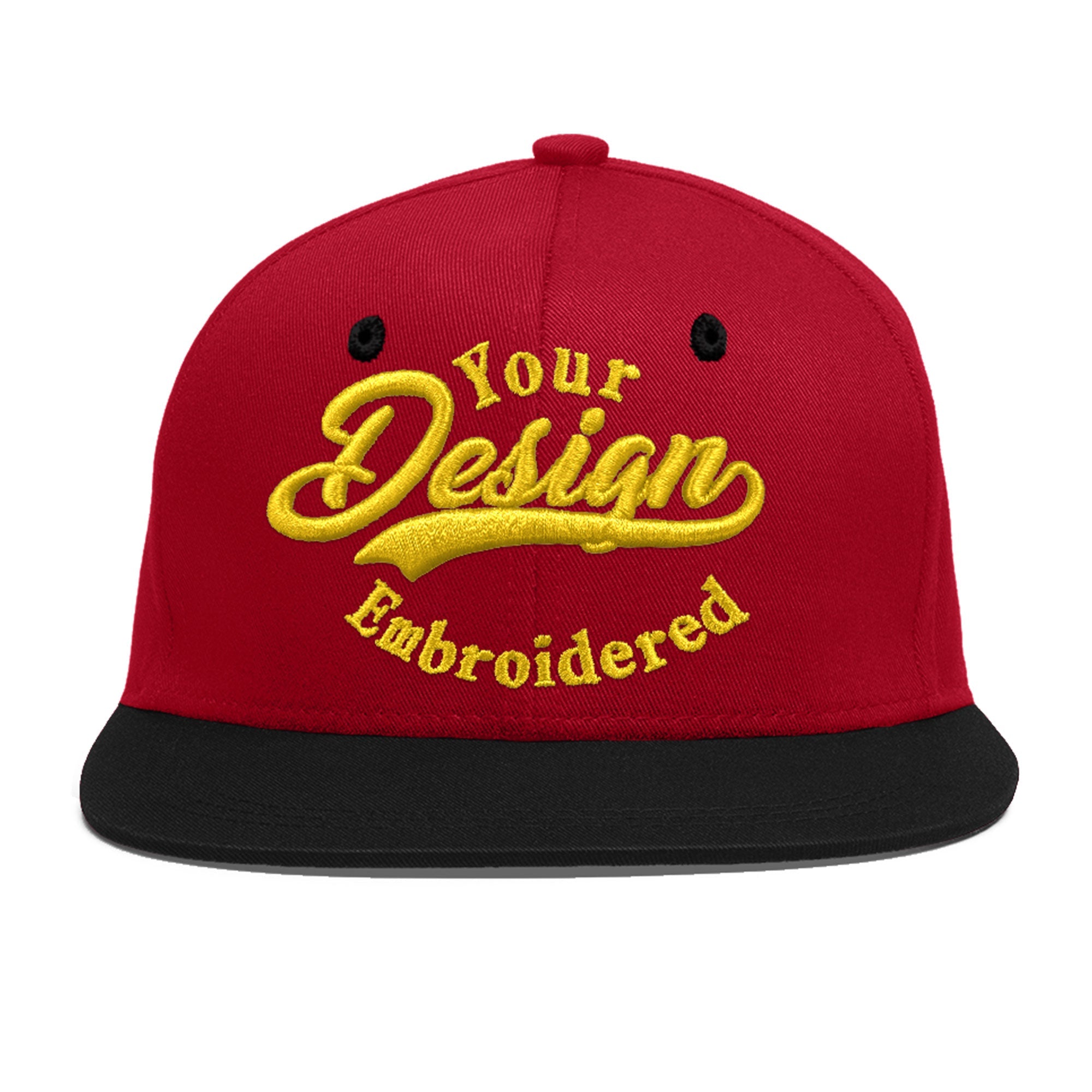Custom Red Black 3D Puff Embroidery Flat Embroidery Casual Sport Baseball Cap