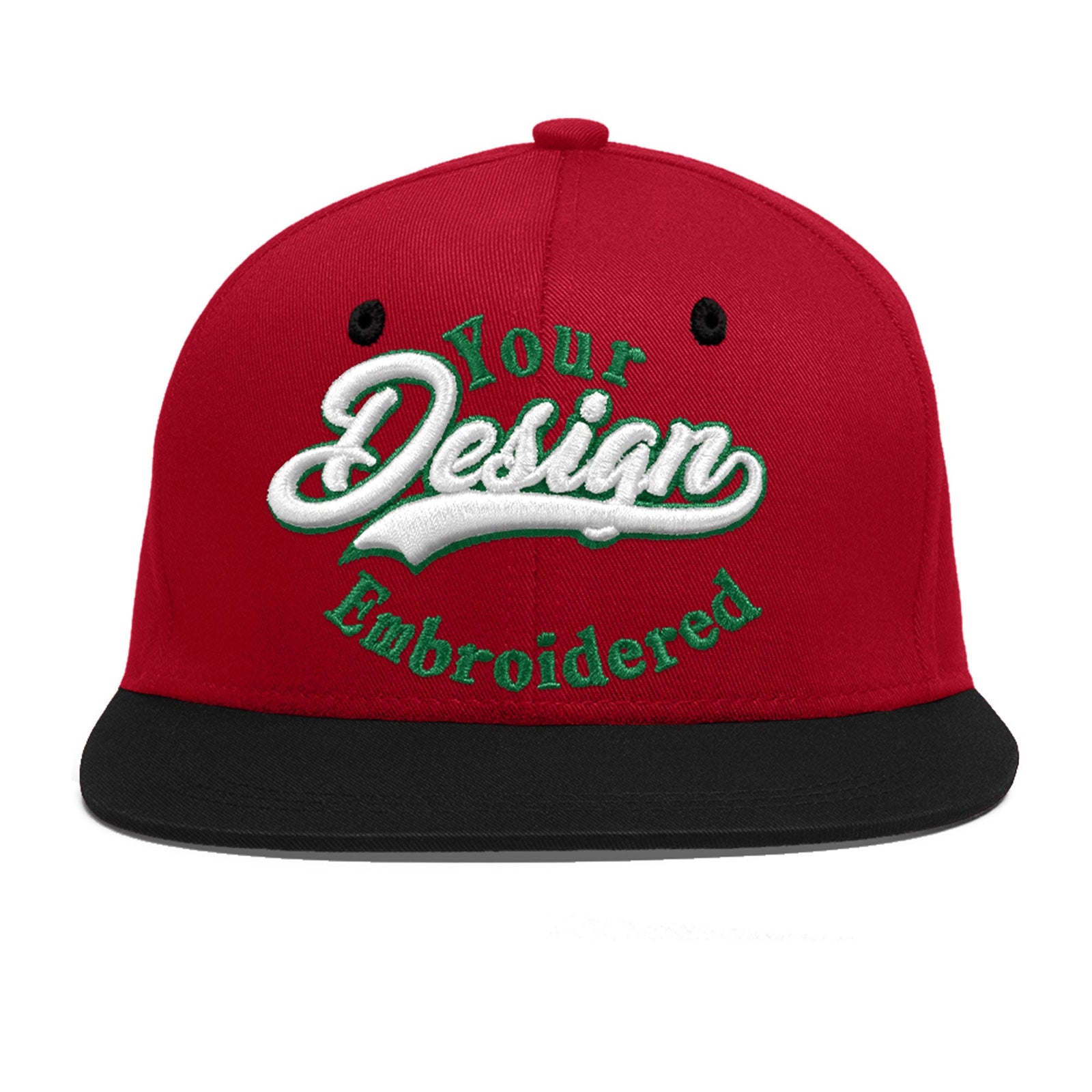 Custom Red Black 3D Puff Embroidery Flat Embroidery Casual Sport Baseball Cap