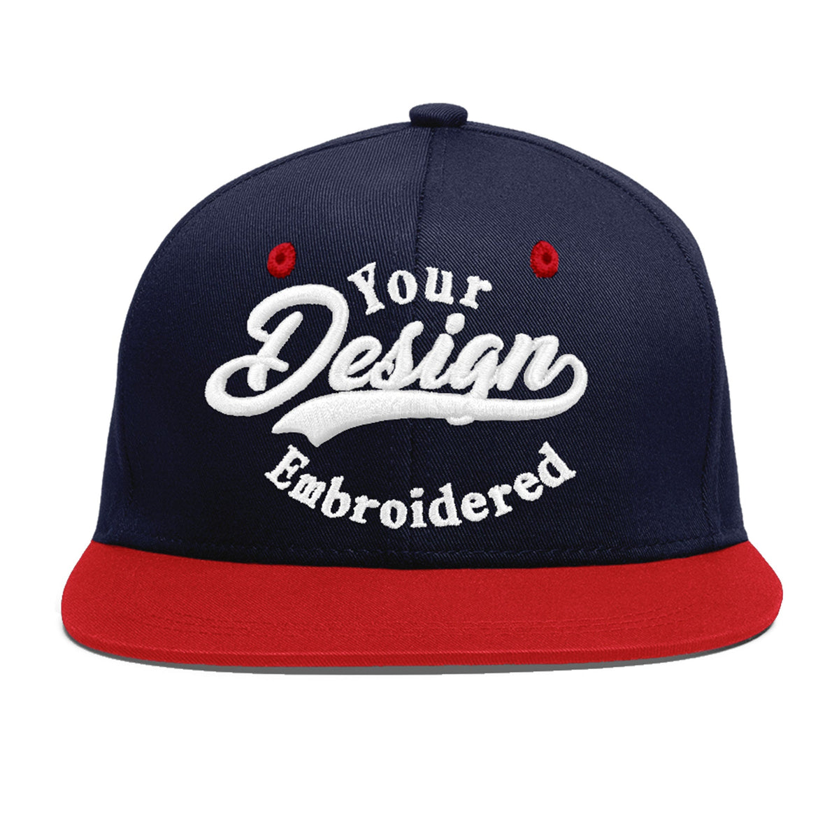 Custom Navy Red 3D Puff Embroidery Flat Embroidery Casual Sport Baseball Cap