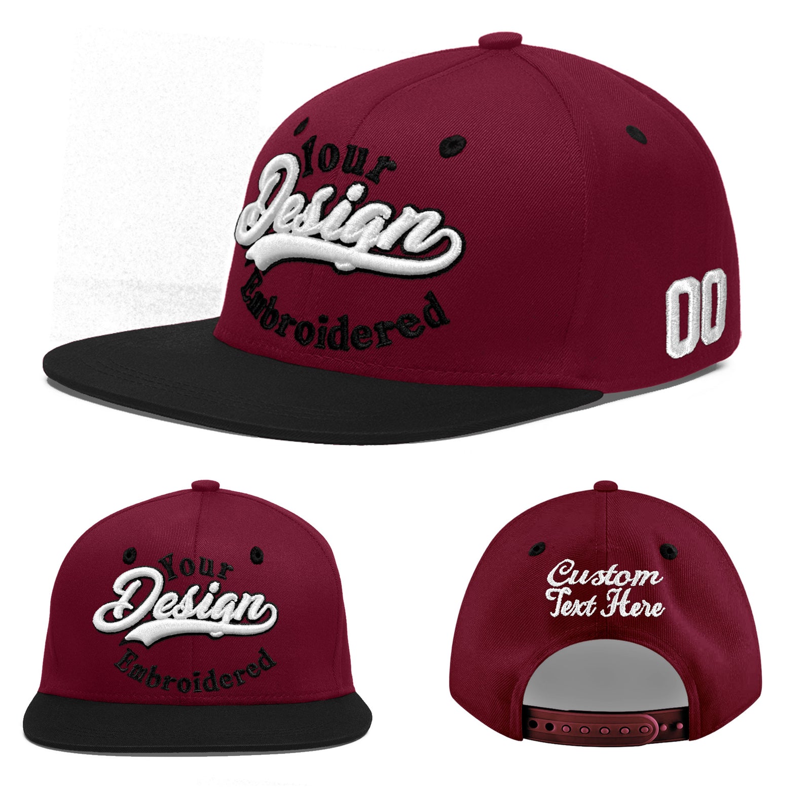 Custom Navy Orange 3D Puff Embroidery Flat Embroidery Casual Sport Baseball Cap