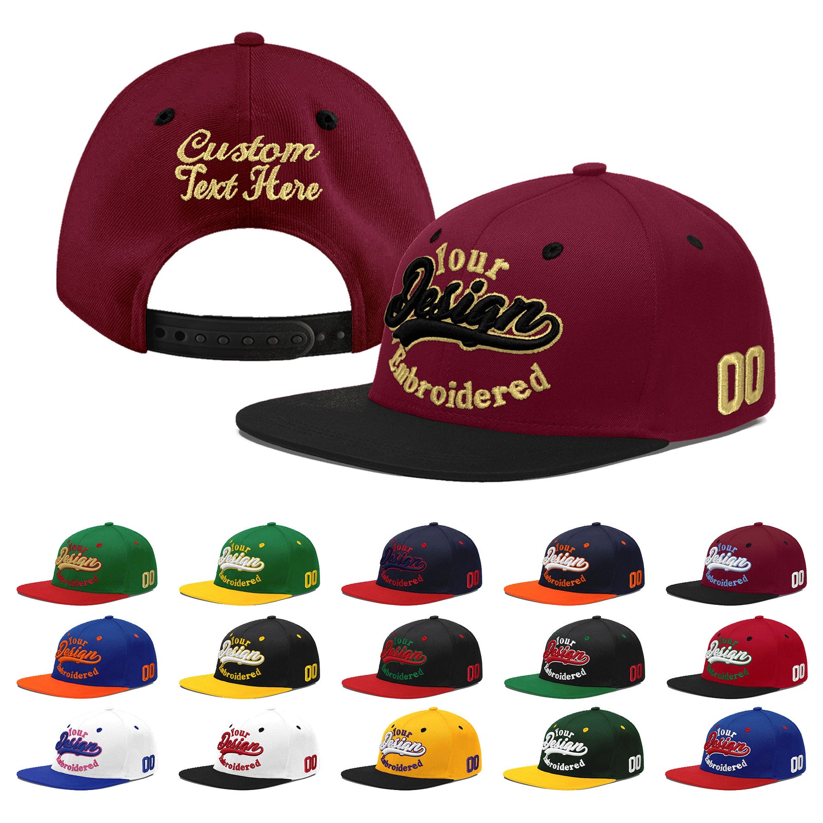 Custom Navy Orange 3D Puff Embroidery Flat Embroidery Casual Sport Baseball Cap