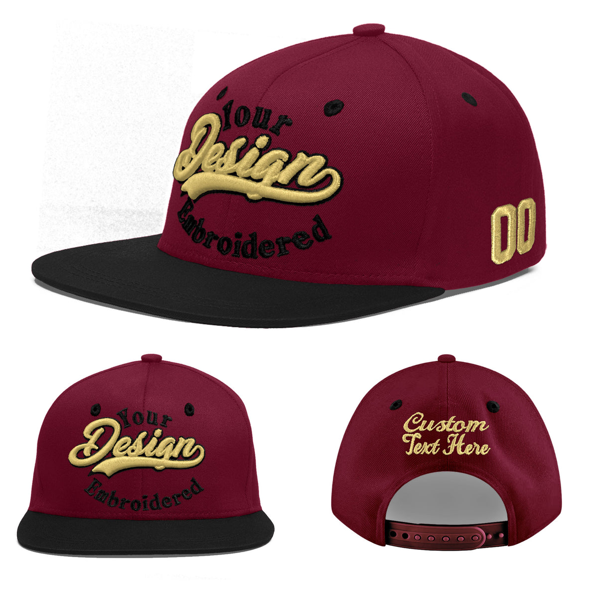 Custom Navy Orange 3D Puff Embroidery Flat Embroidery Casual Sport Baseball Cap