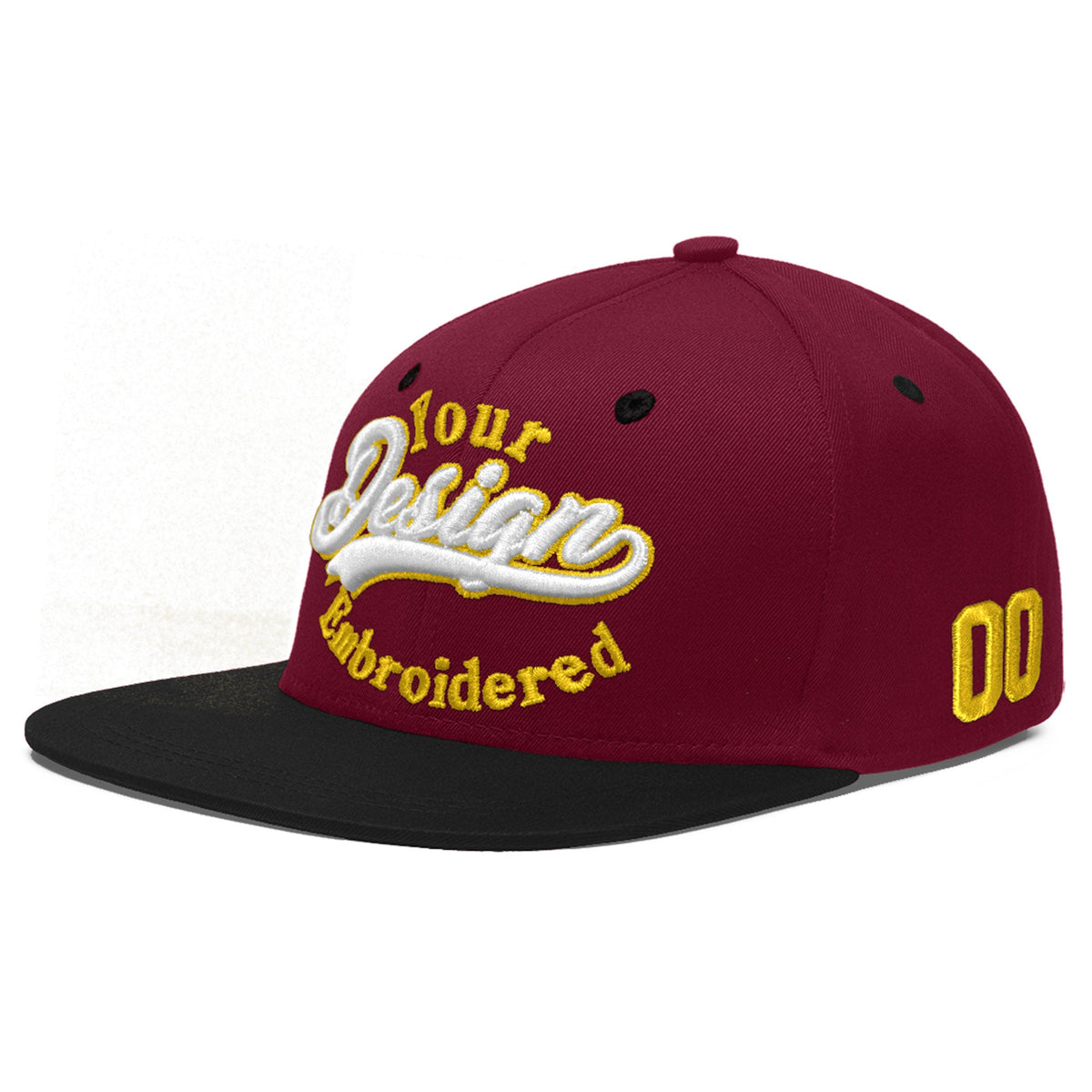 Custom Navy Orange 3D Puff Embroidery Flat Embroidery Casual Sport Baseball Cap